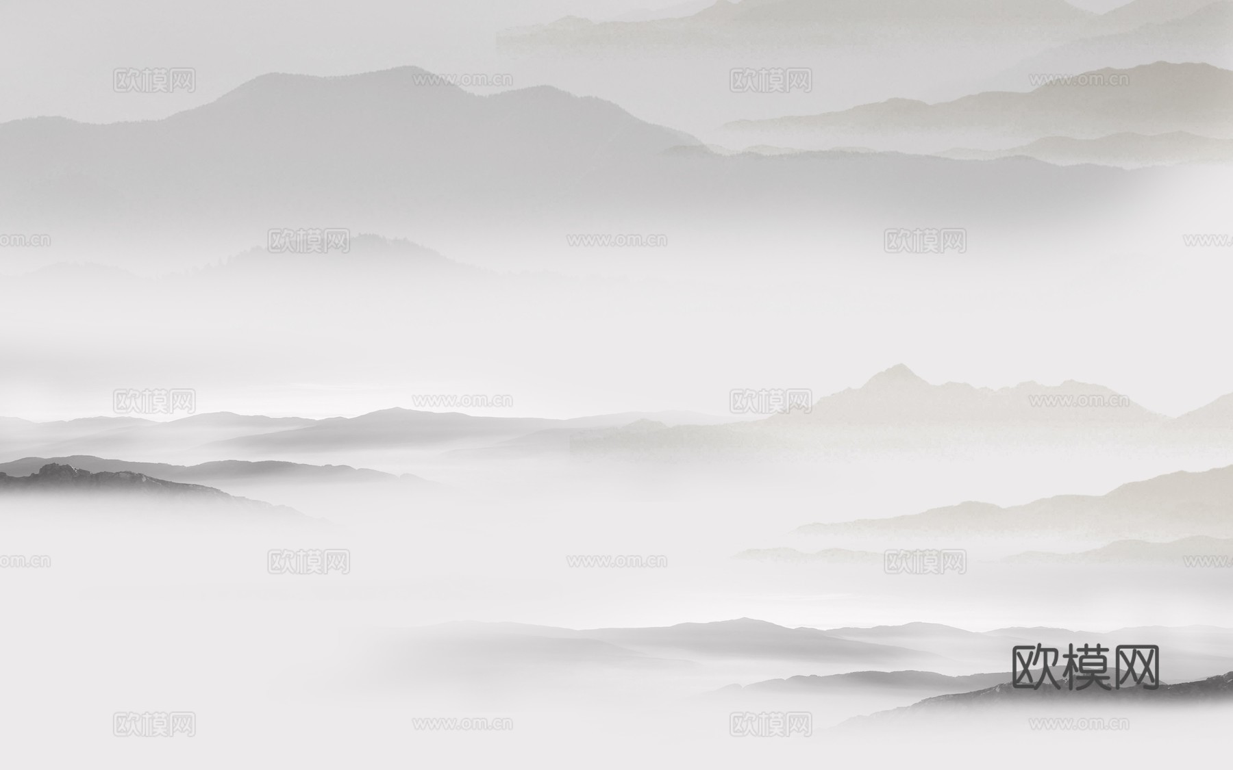 中式新中式山水水墨壁纸壁画