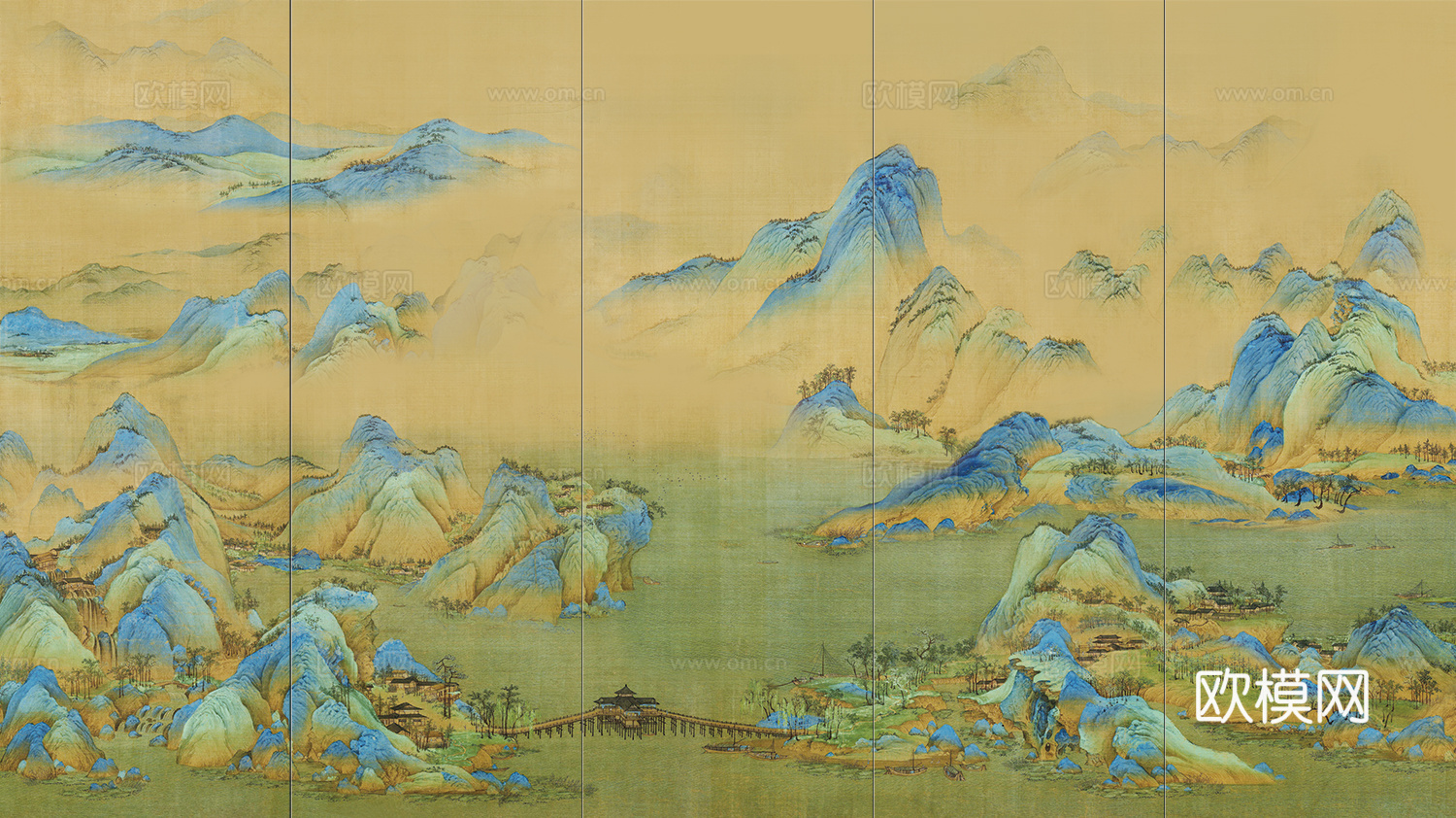 中式新中式山水壁纸壁画