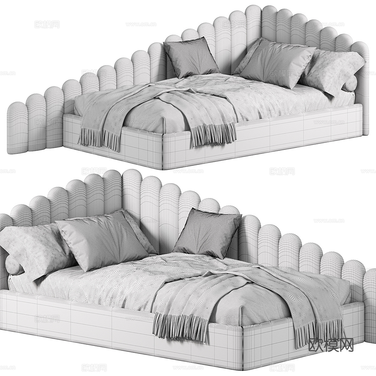现代奶油风 Savoiardi 儿童布艺沙发床3d模型下载（渲染图3）