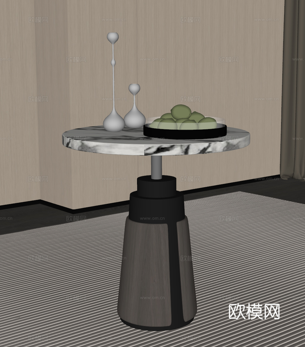 现代意式边几 圆几su模型