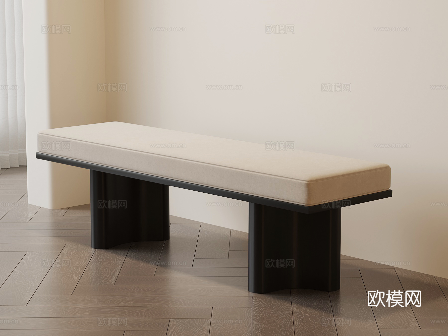 现代意式换鞋凳 床尾凳3d模型下载