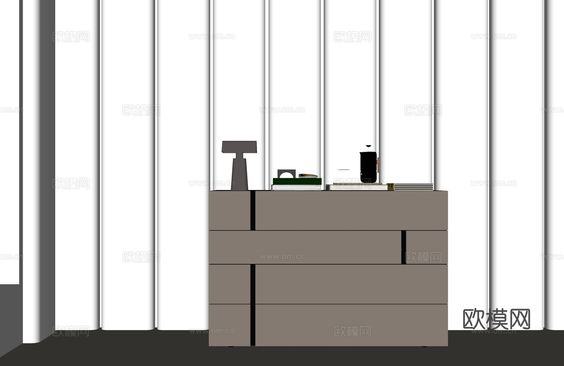 现代意式斗柜su模型
