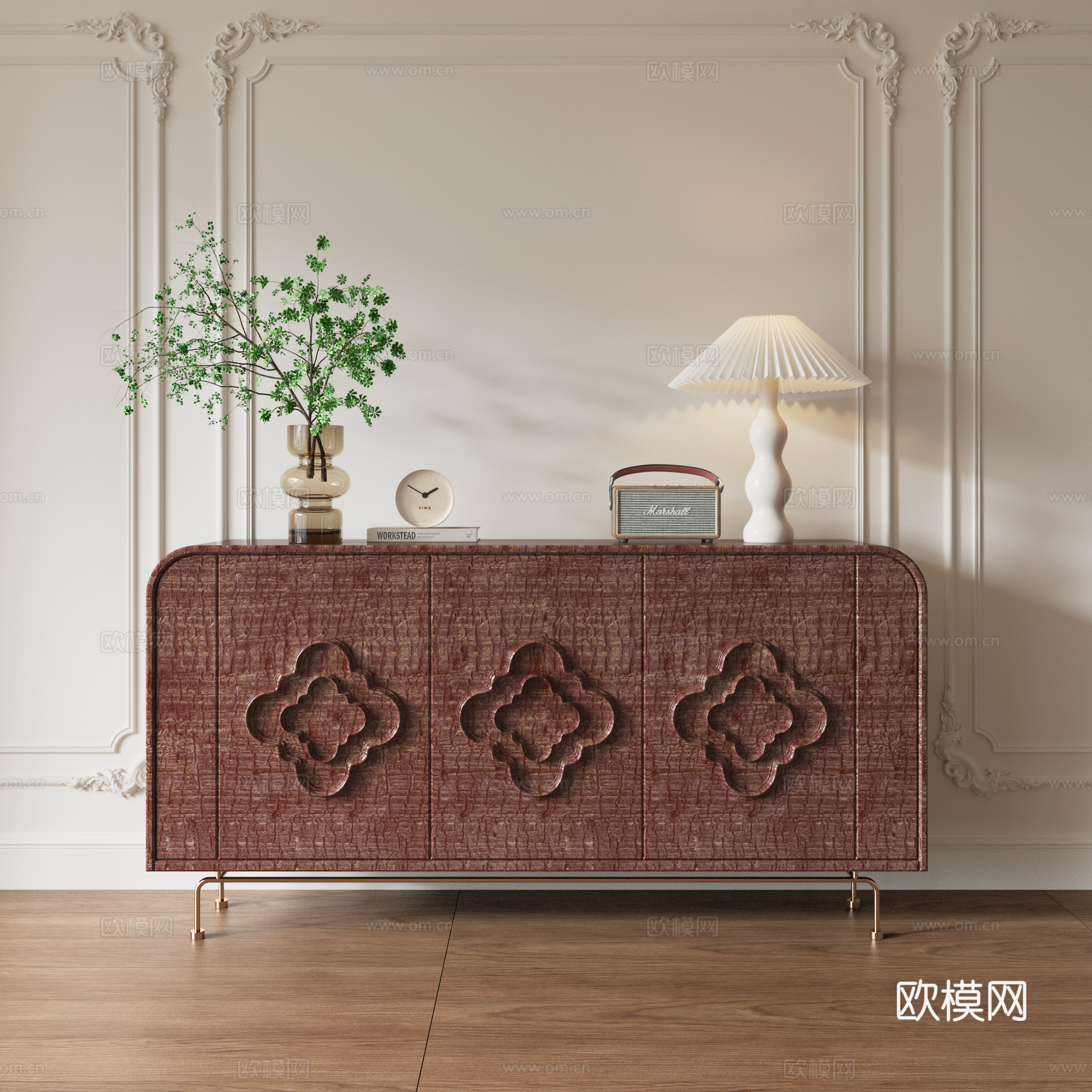 法式餐边柜 端景柜 边柜 装饰柜su模型