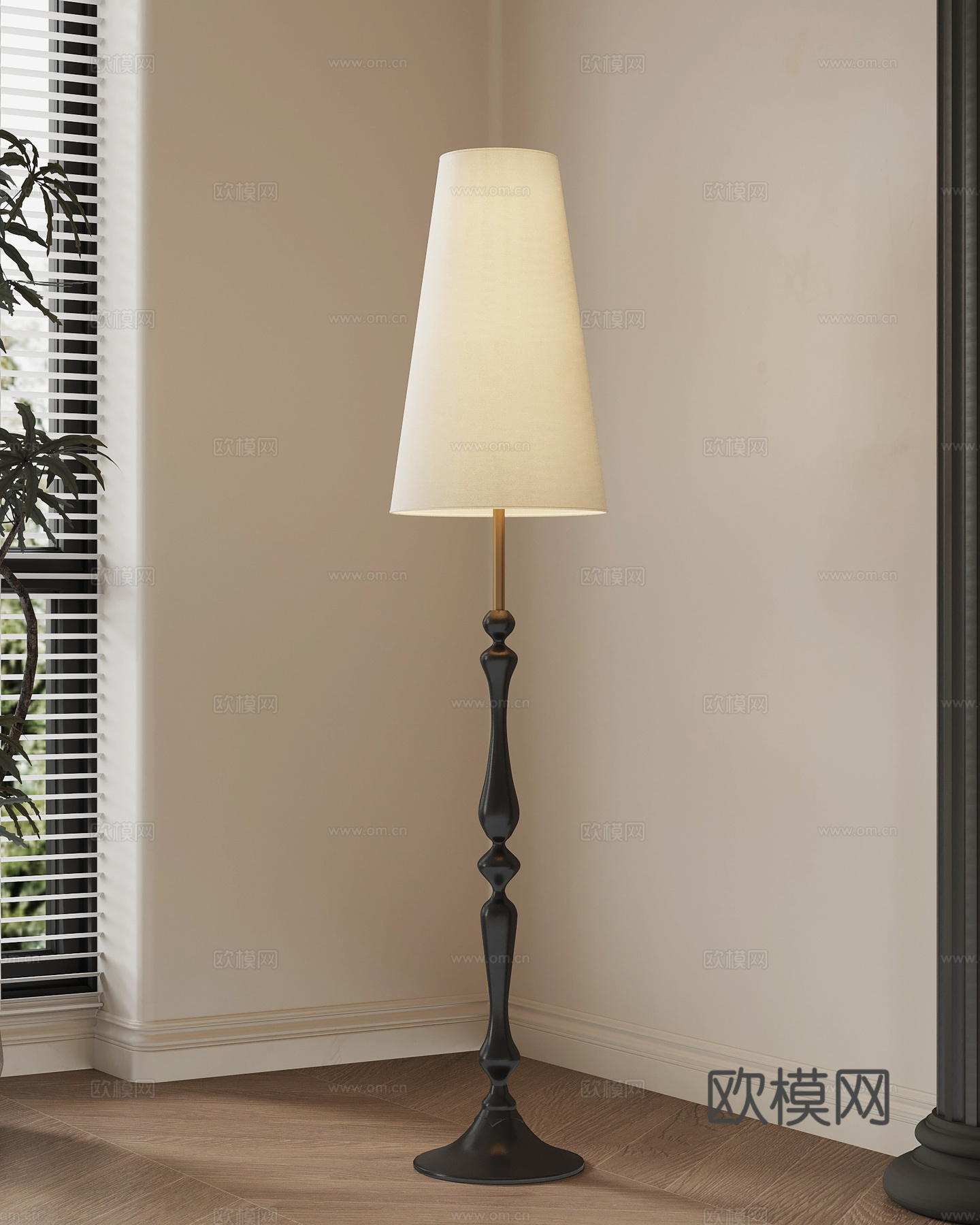 法式复古落地灯 中古落地灯su模型