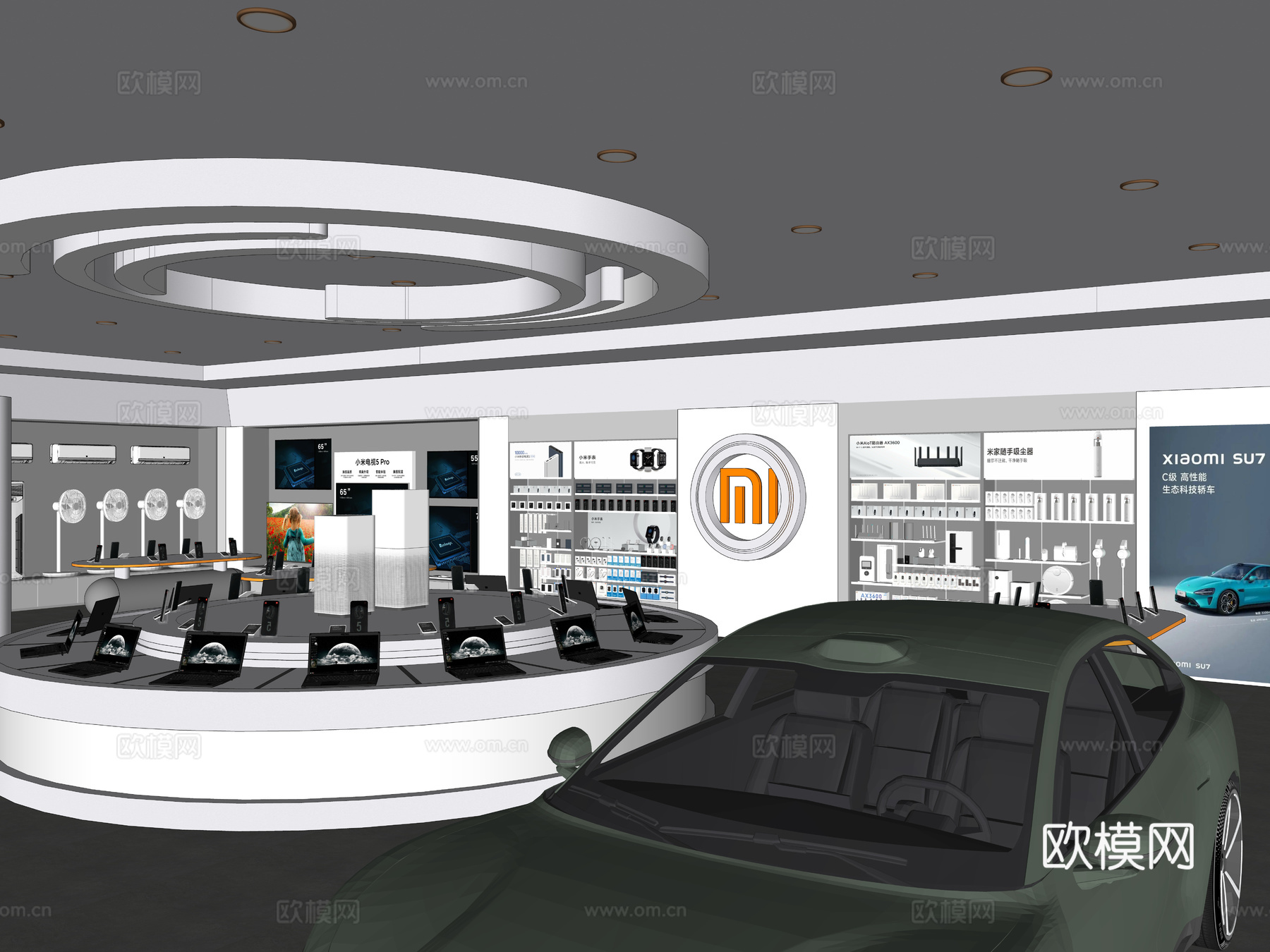 现代手机体验店 小米手机体验店 手机配件店 小米之家电器su模型