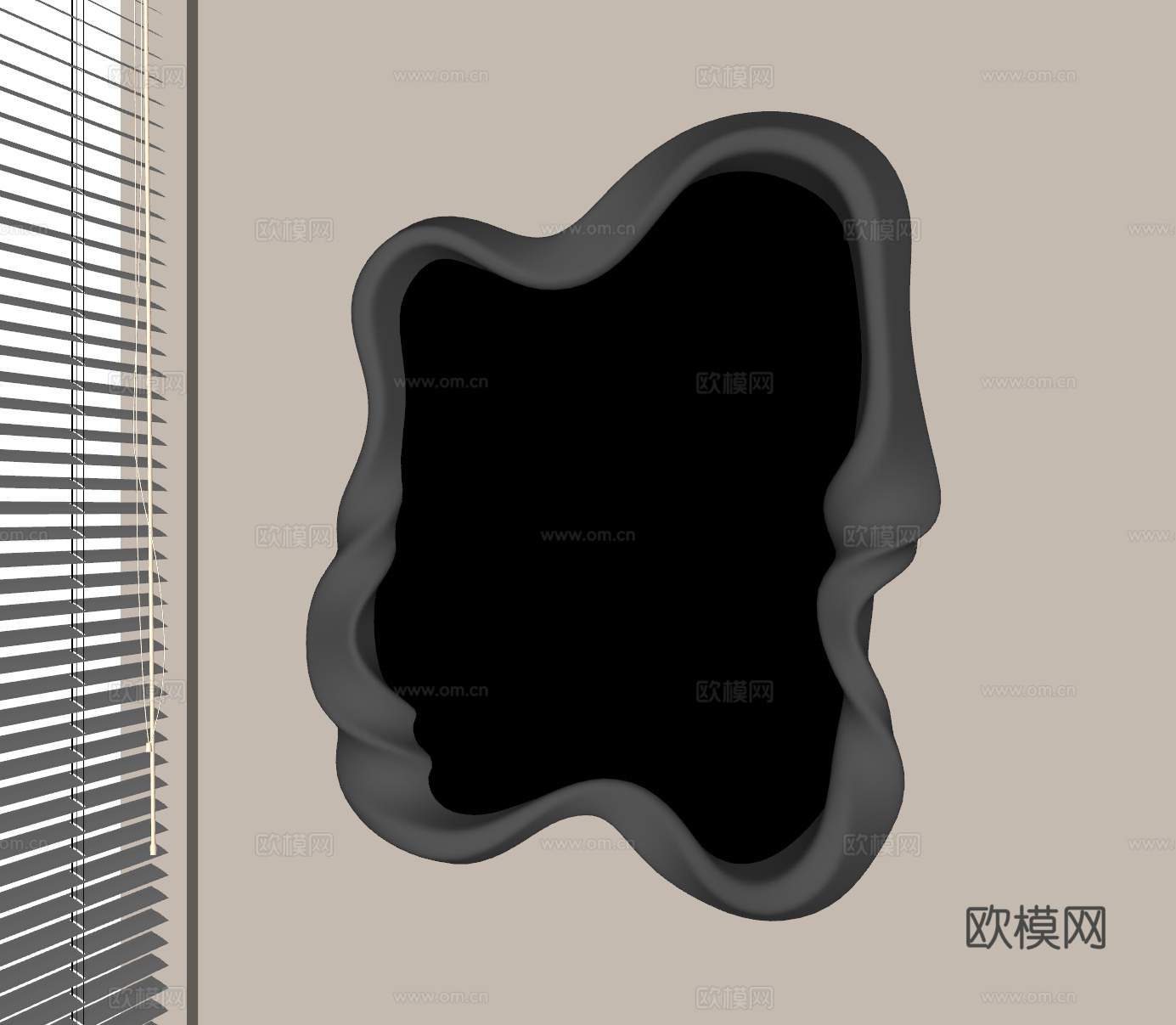 现代意式镜子 金属镜子su模型