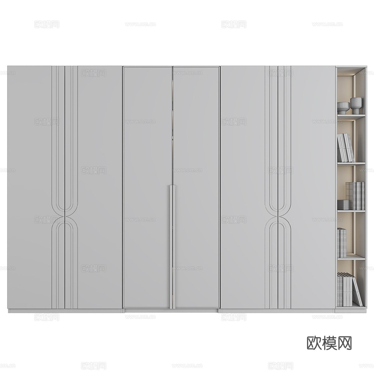 现代轻奢极简玻璃衣柜3d模型下载（渲染图3）