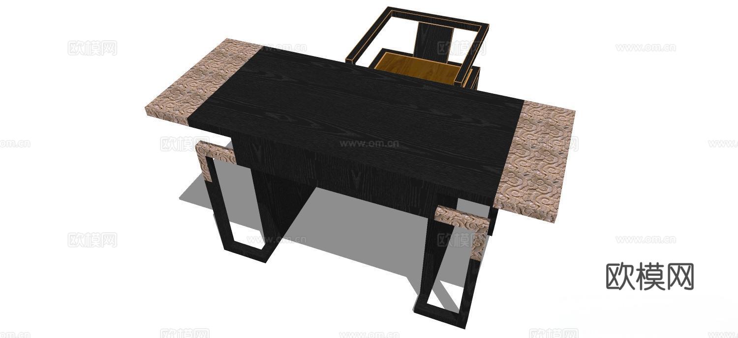 实木桌椅 实木椅子 实木桌子 椅子 桌子 书桌椅su模型