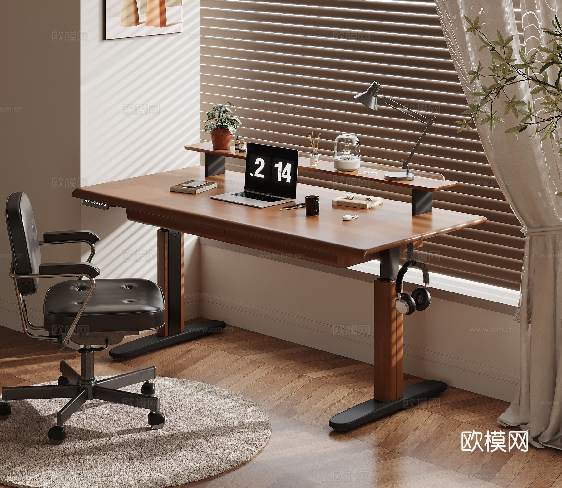 中古风书桌椅 电脑桌3d模型下载