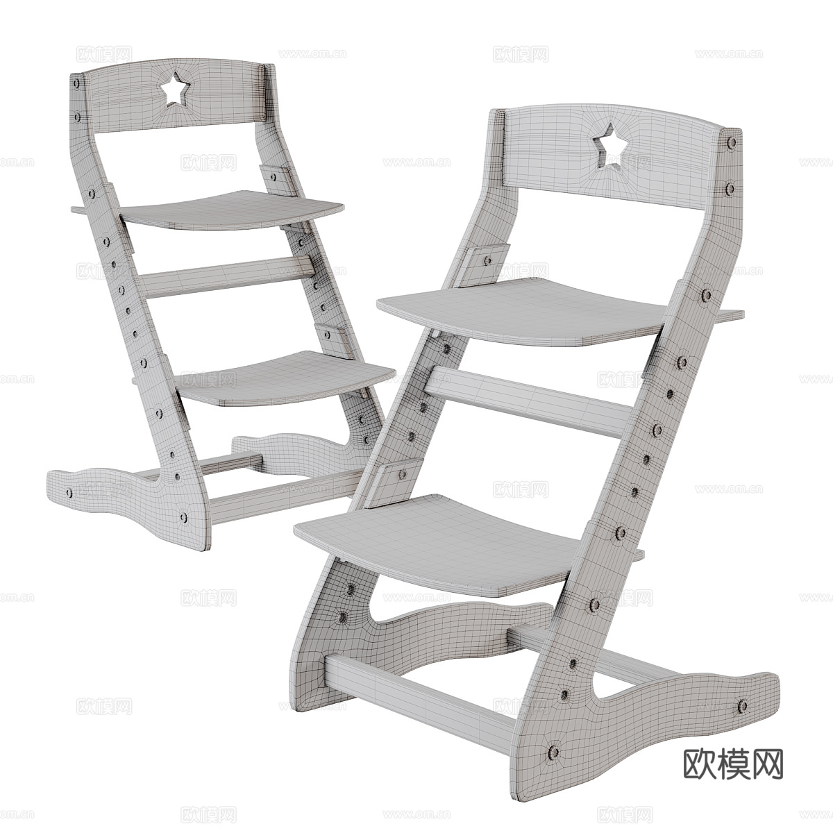 现代北欧儿童成长椅3d模型下载（渲染图4）