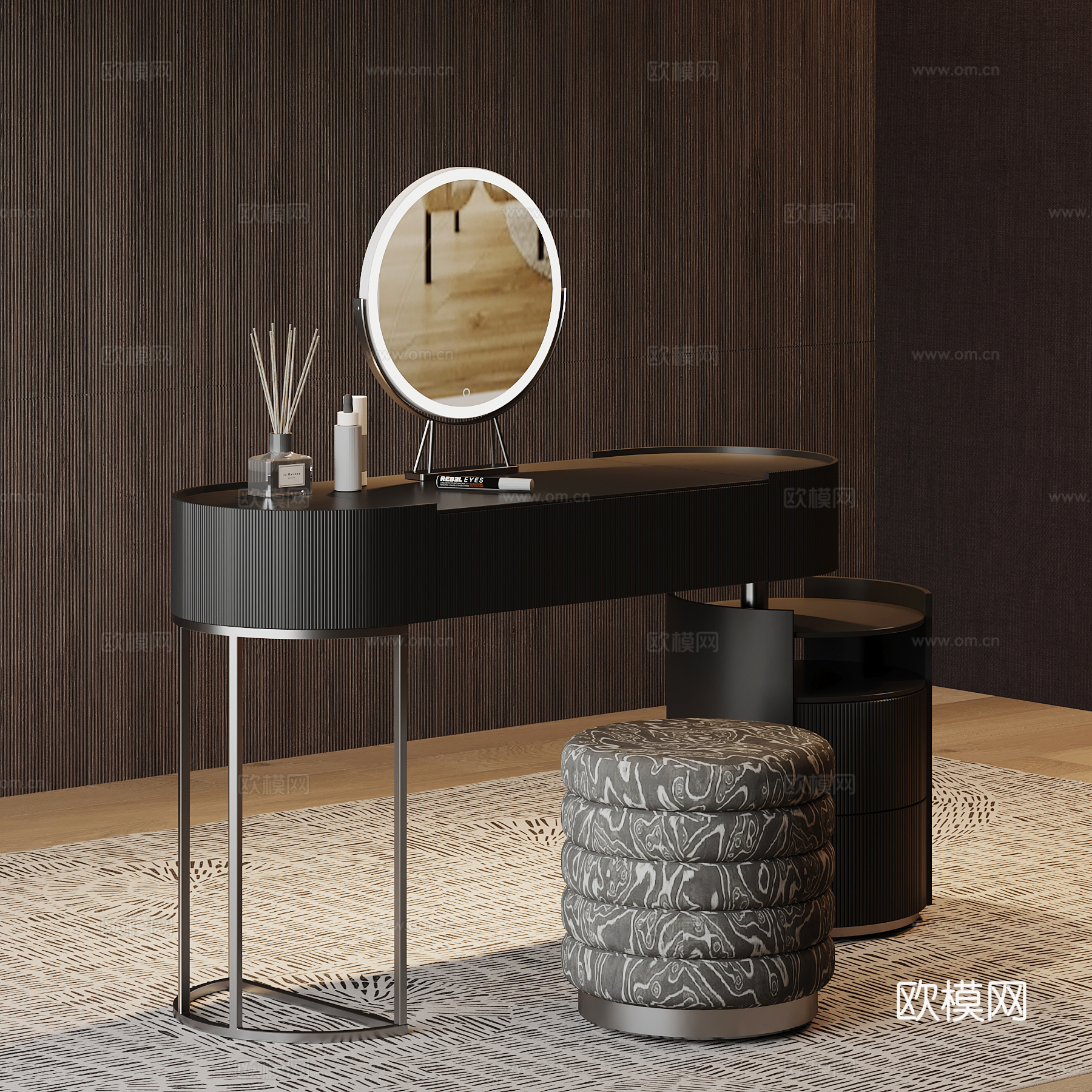 现代意式梳妆台su模型