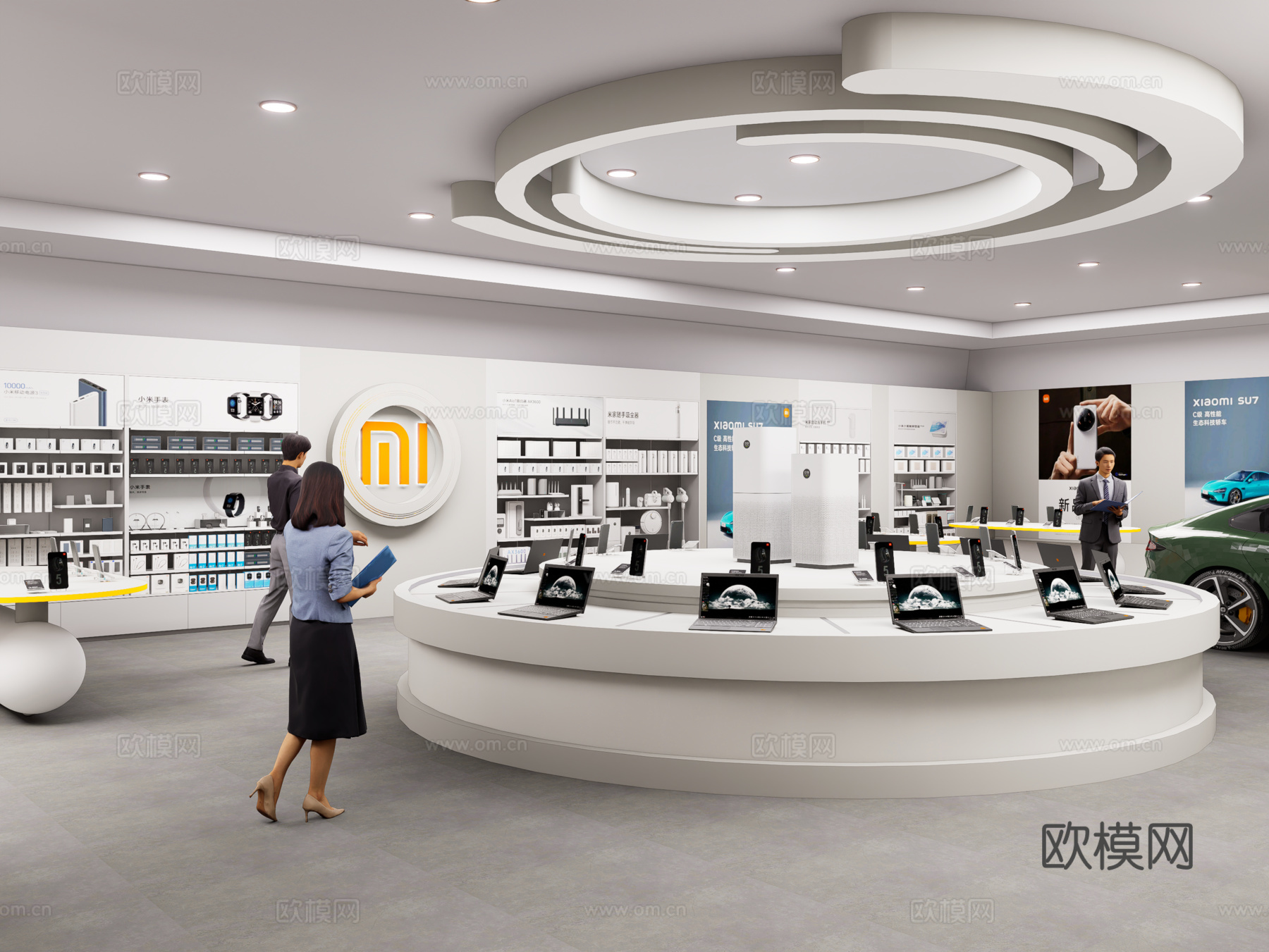 现代手机体验店 小米手机体验店 手机配件店 小米之家电器su模型