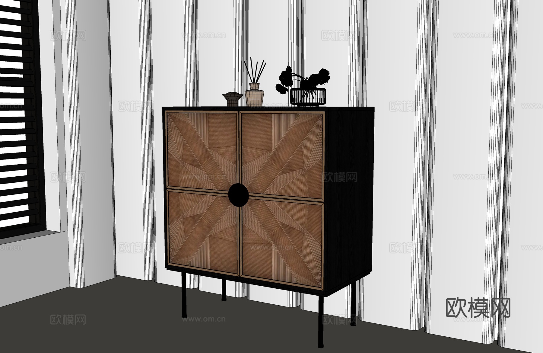 现代中古边柜 现代中古斗柜 现代中古玄关柜 现代中古柜su模型