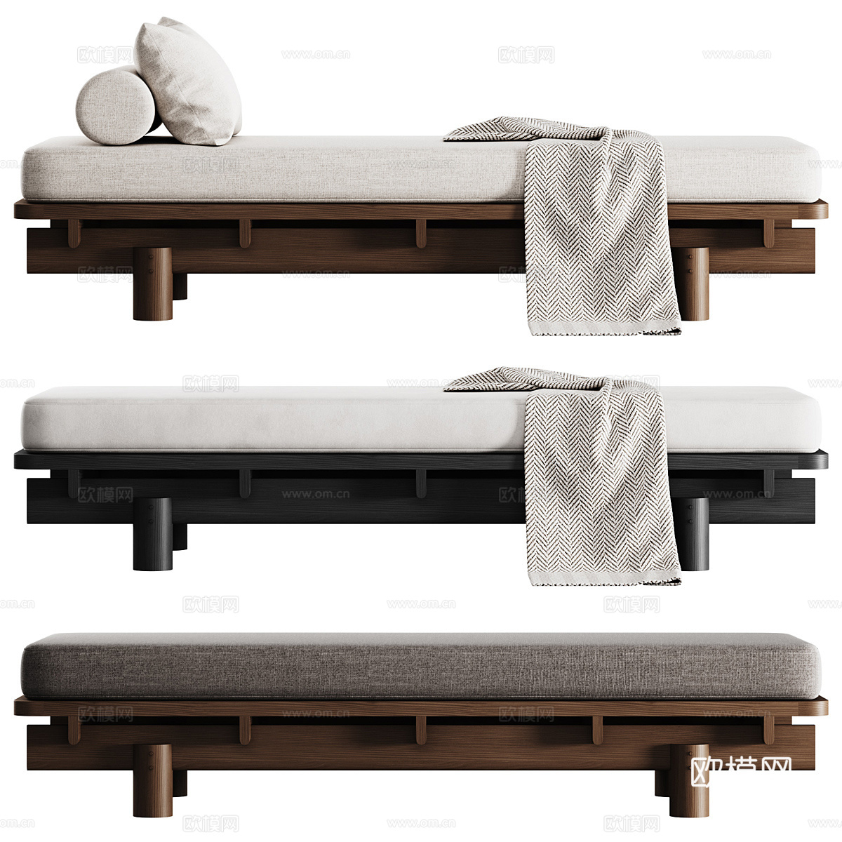 新中式中古风 Yume 家具沙发床3d模型下载（渲染图3）