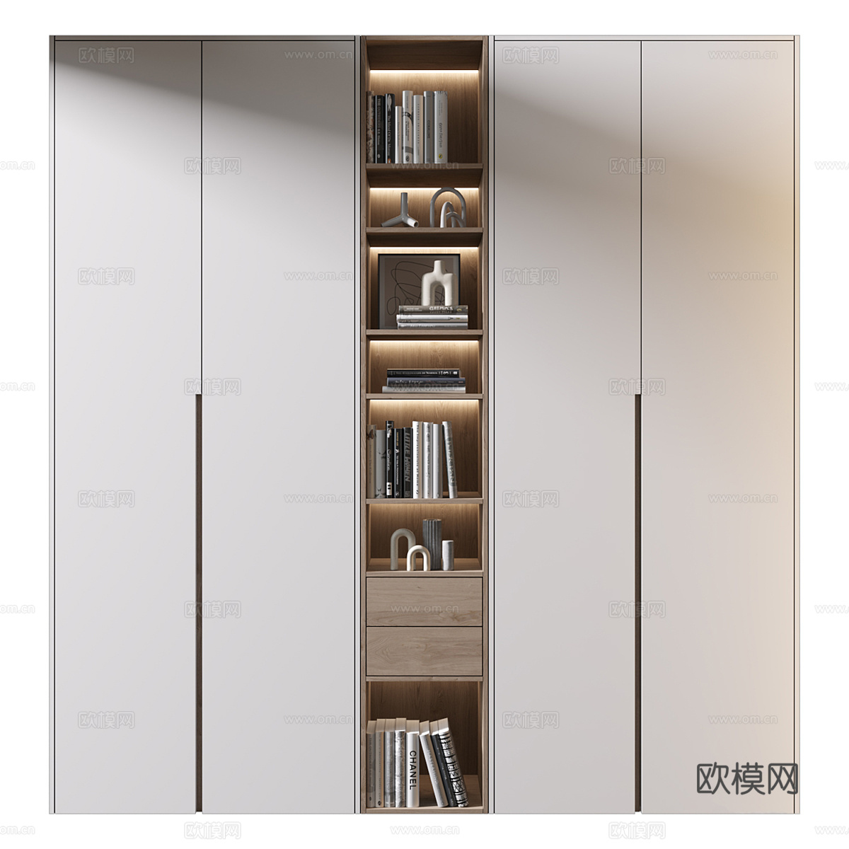 现代极简衣柜3d模型下载（渲染图1）