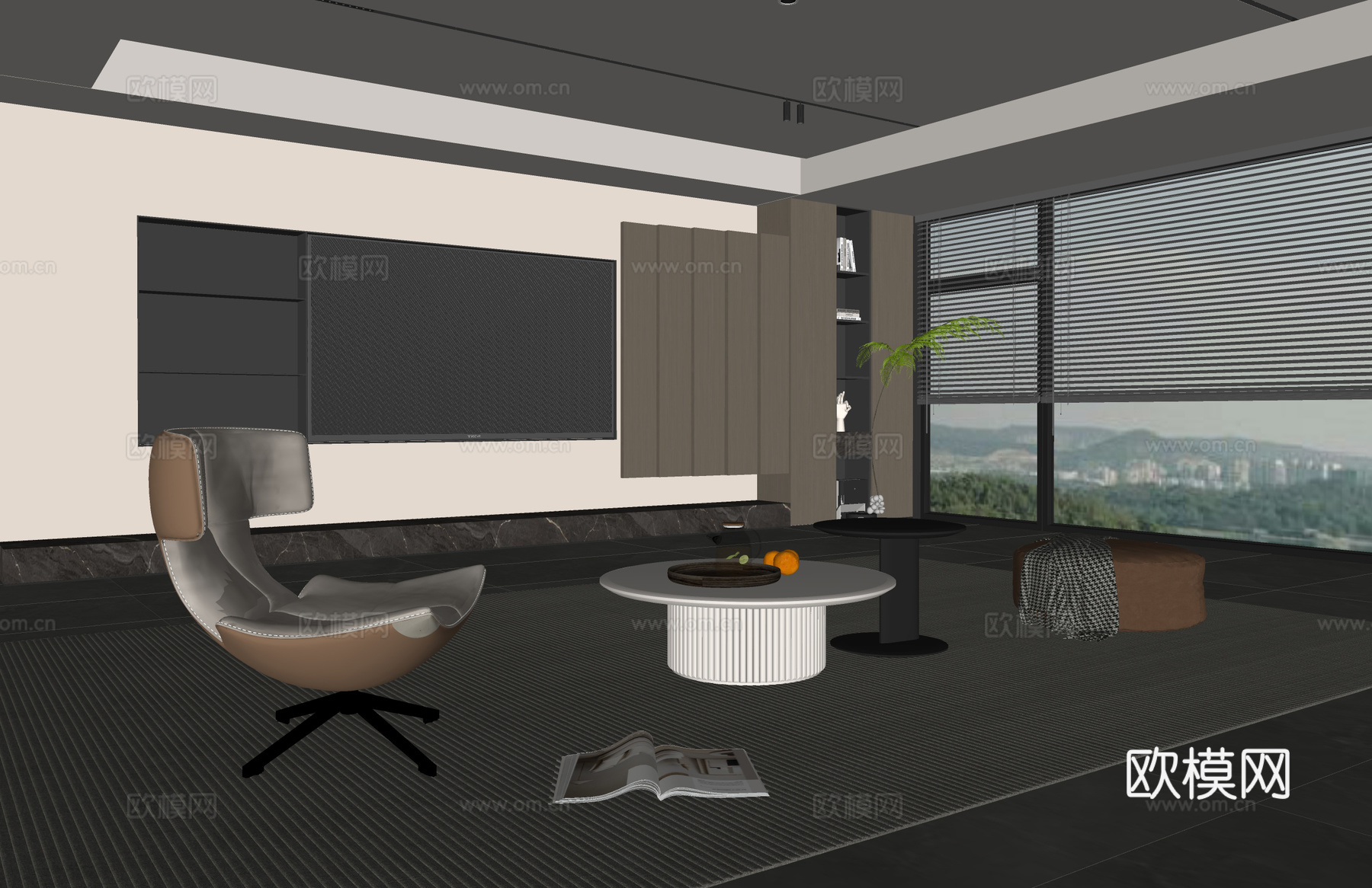 意式客厅 现代客厅 电视背景墙 电视柜 客厅背景 沙发茶几组su模型