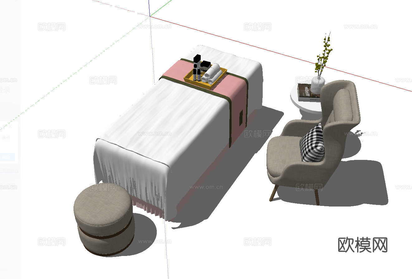 现代美容单人床su模型