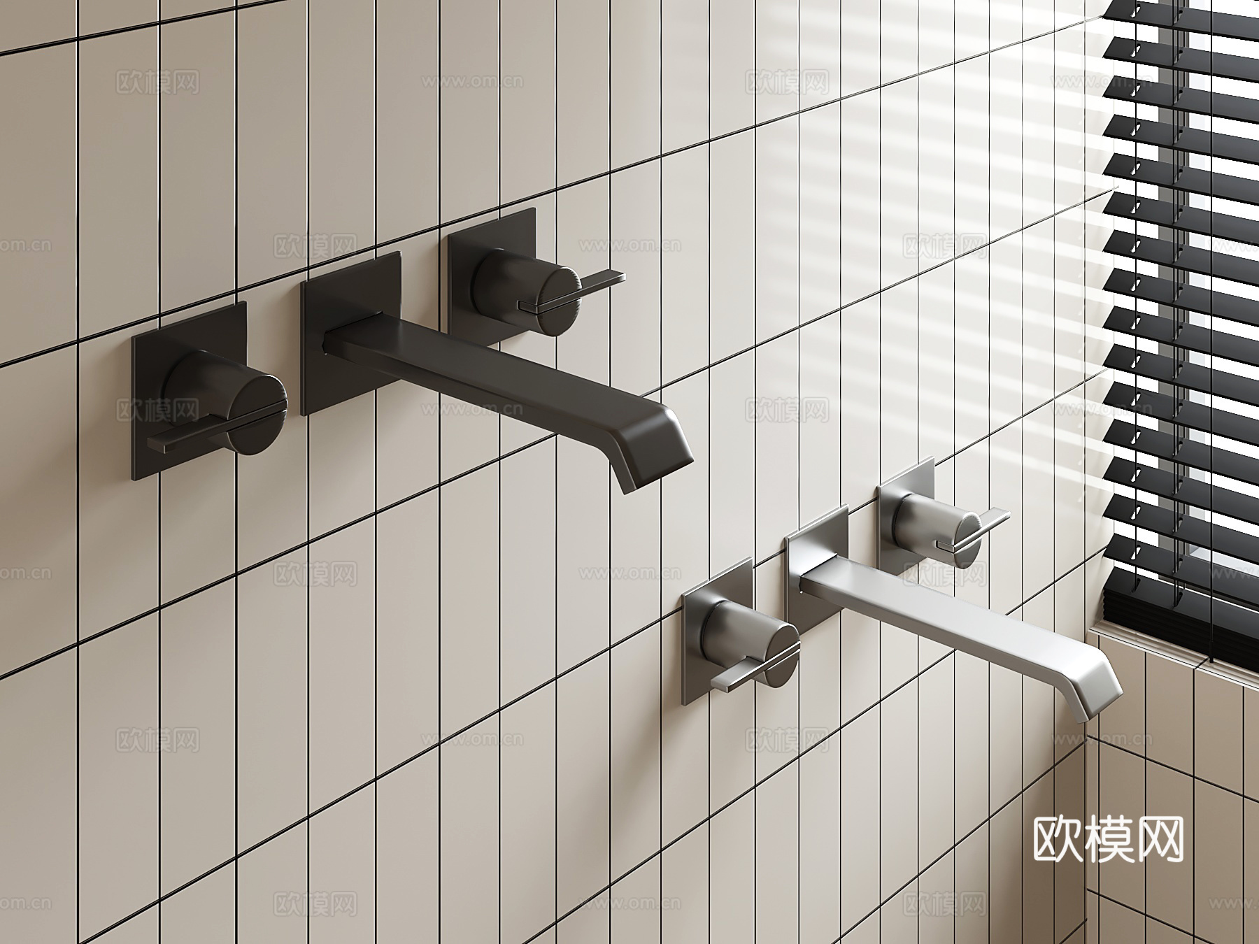 现代水龙头 强排水龙头su模型