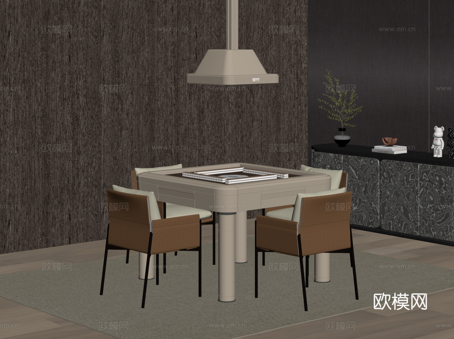 现代意式麻将桌 棋牌桌su模型