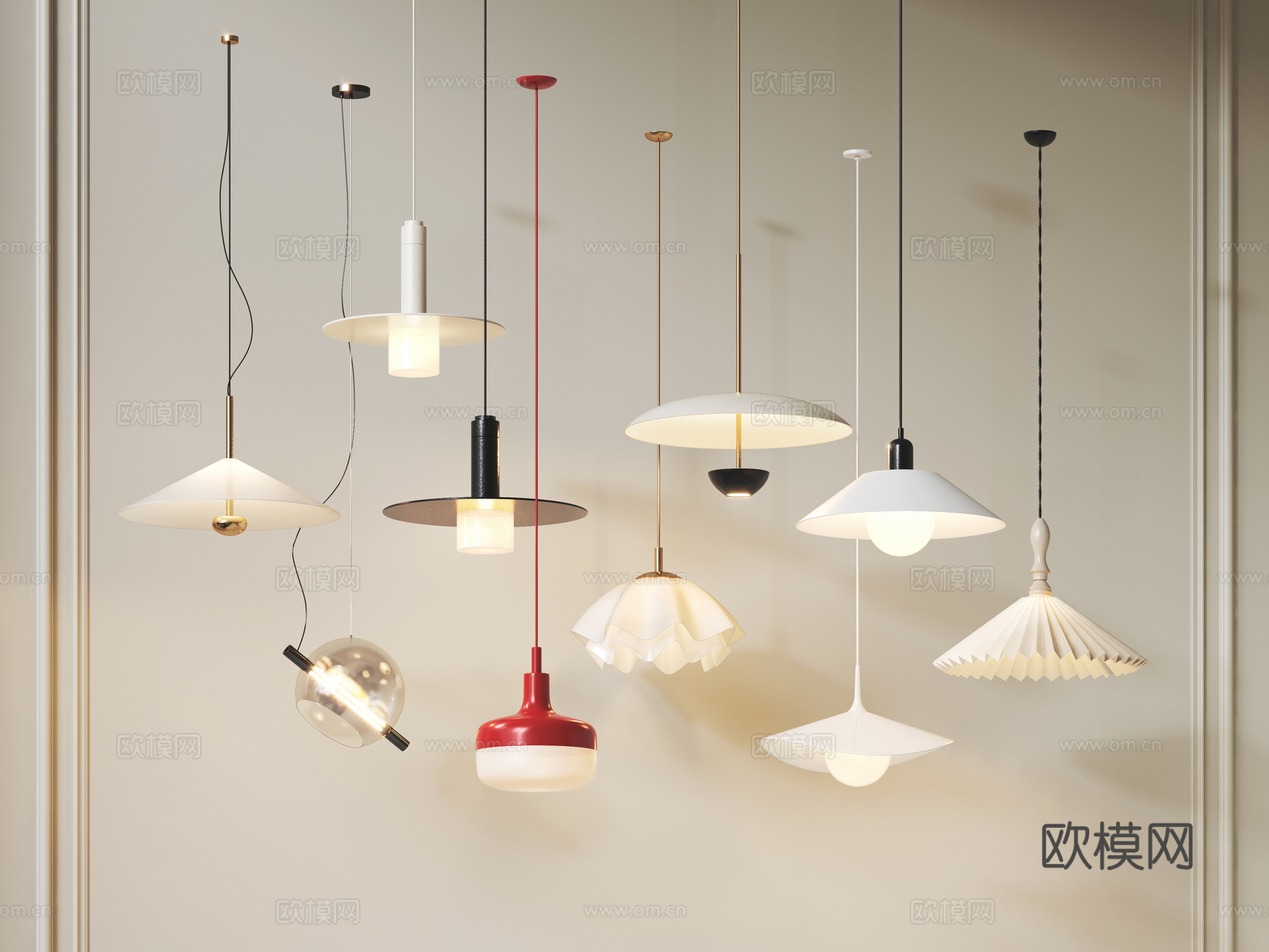 床头吊灯 吊灯组合 玻璃吊灯 奶油风小吊灯 意式小吊灯 吧台su模型