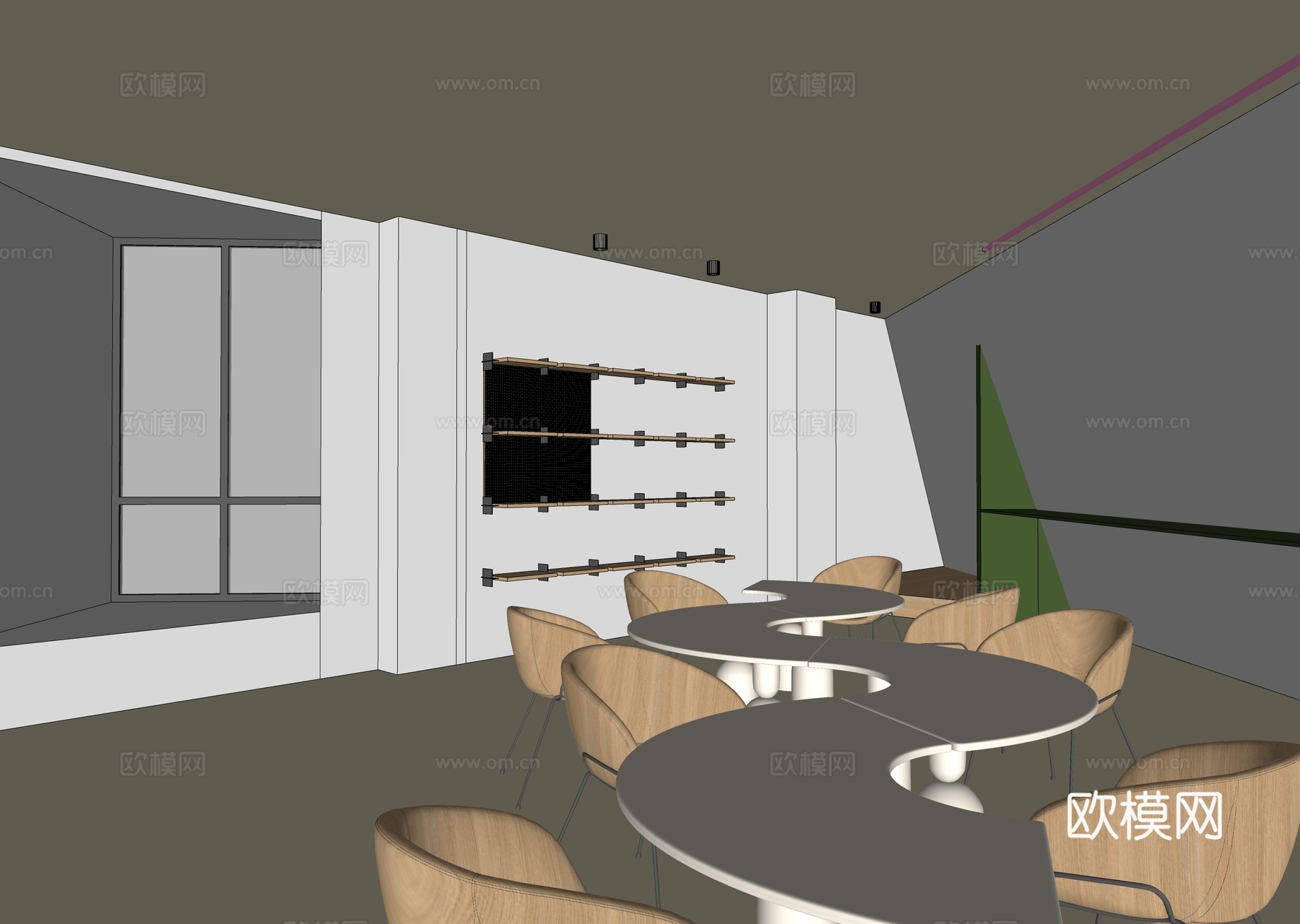 侘寂休息区 公共办公区su模型