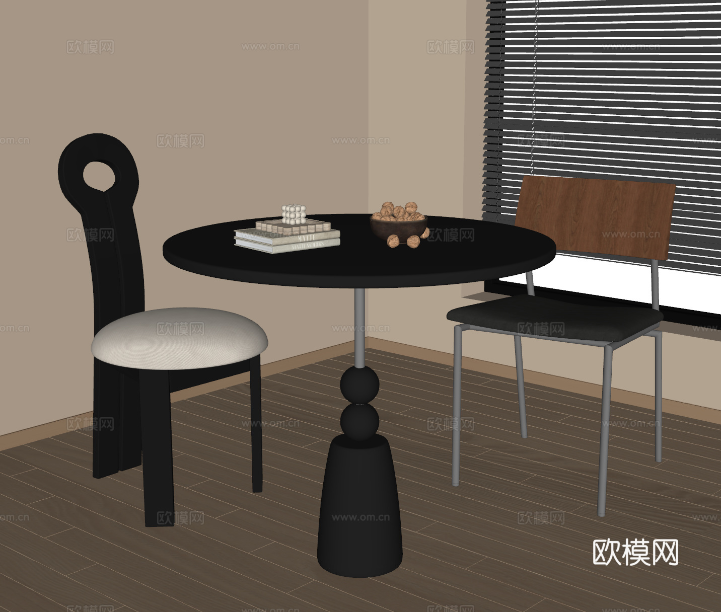 法式复古餐桌椅 休闲桌椅 洽谈桌椅su模型