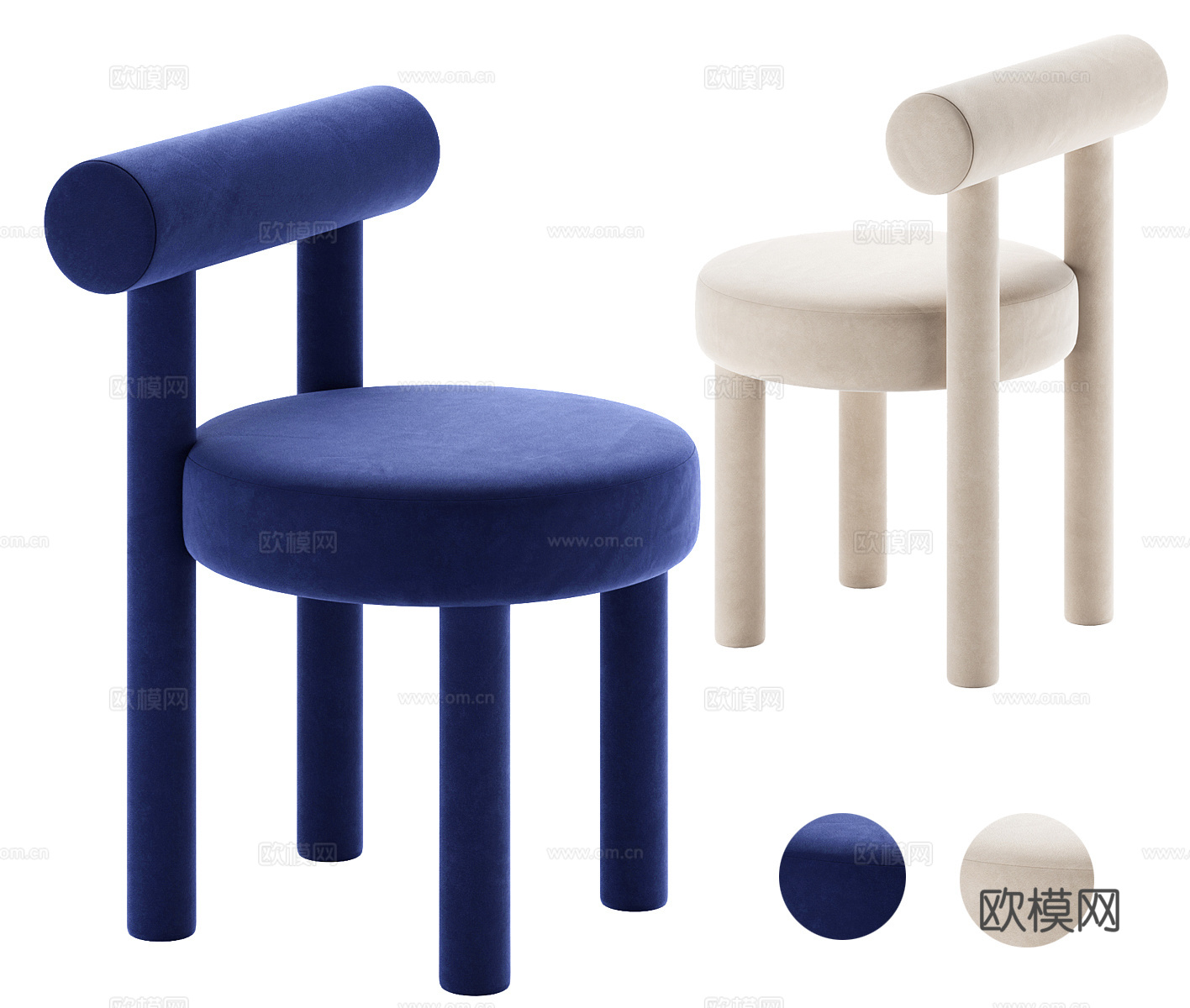 NOOM 现代单椅 餐椅  休闲椅 布艺单椅 克莱因蓝su模型