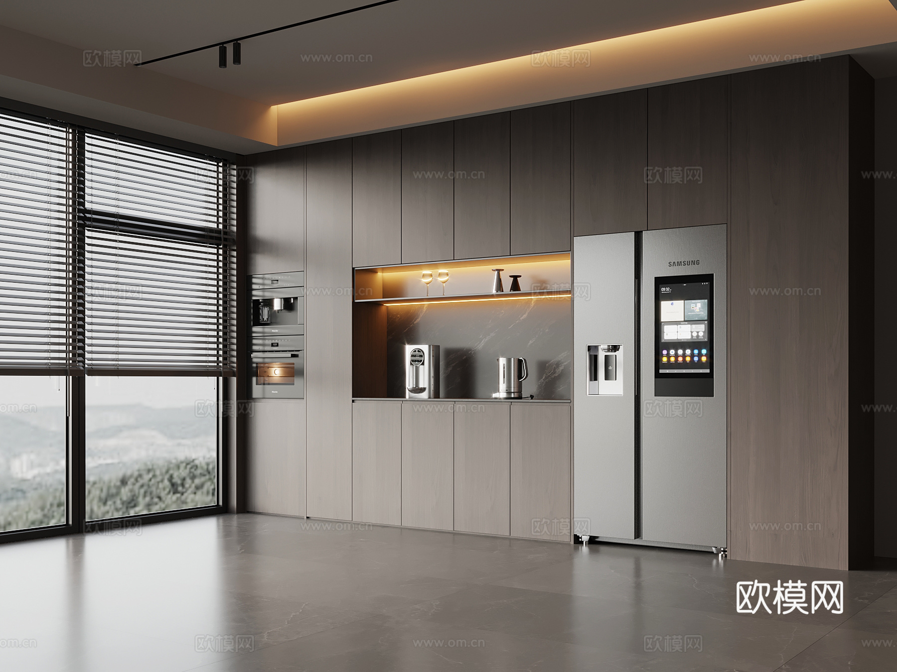 现代意式酒柜 餐桌椅su模型