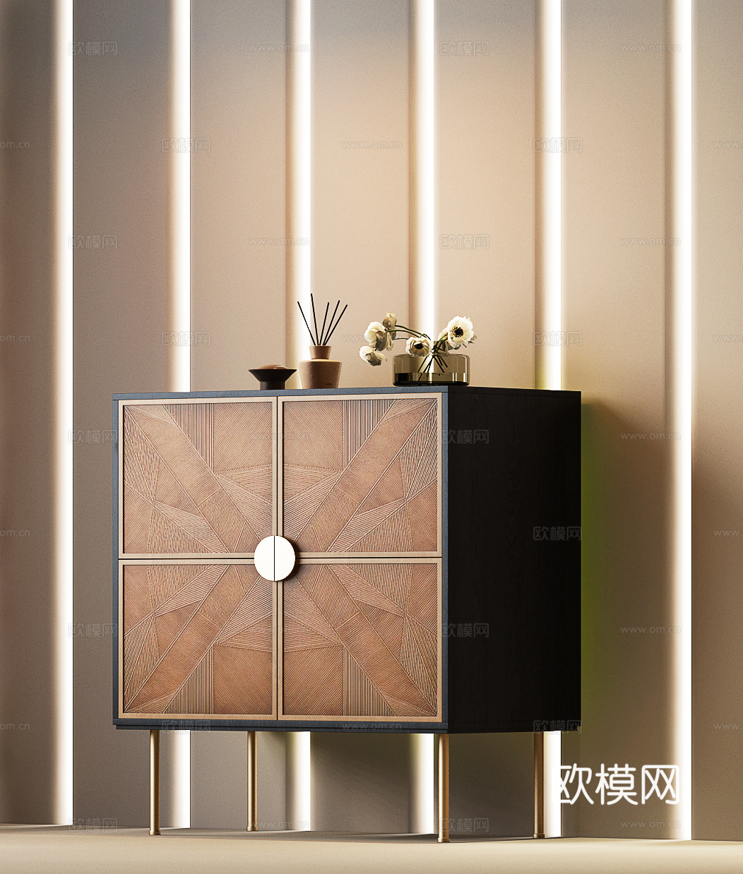 现代中古边柜 现代中古斗柜 现代中古玄关柜 现代中古柜su模型