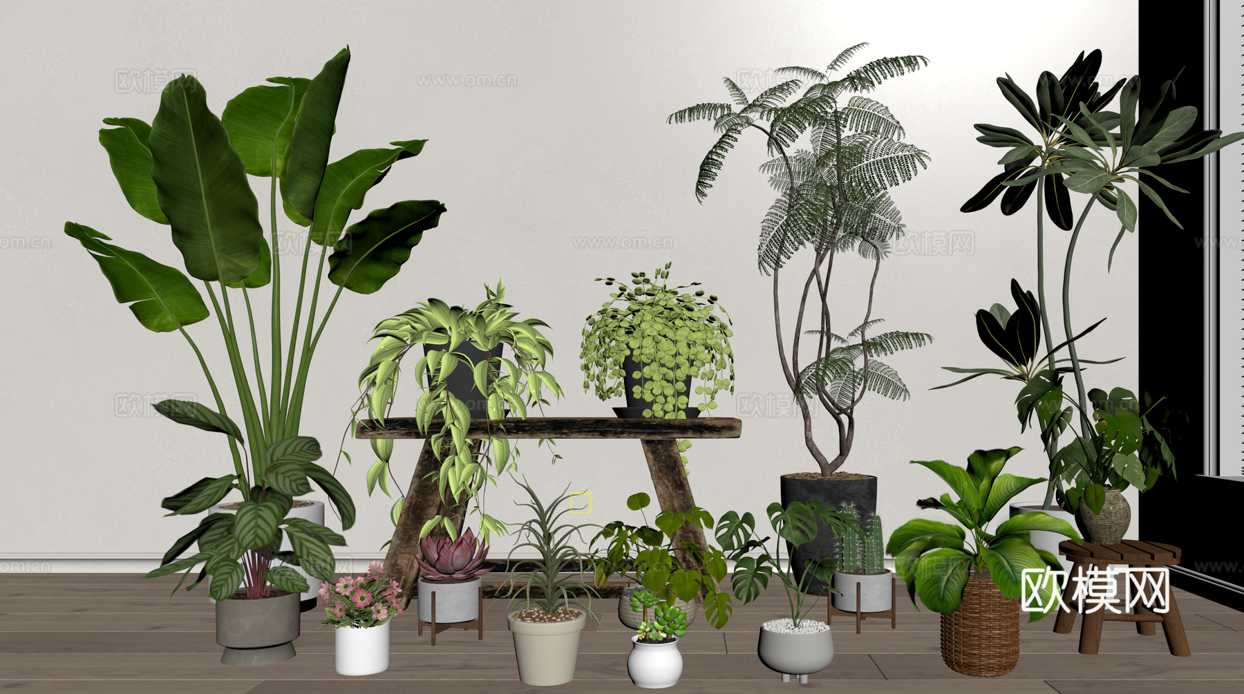 现代盆栽组合su模型