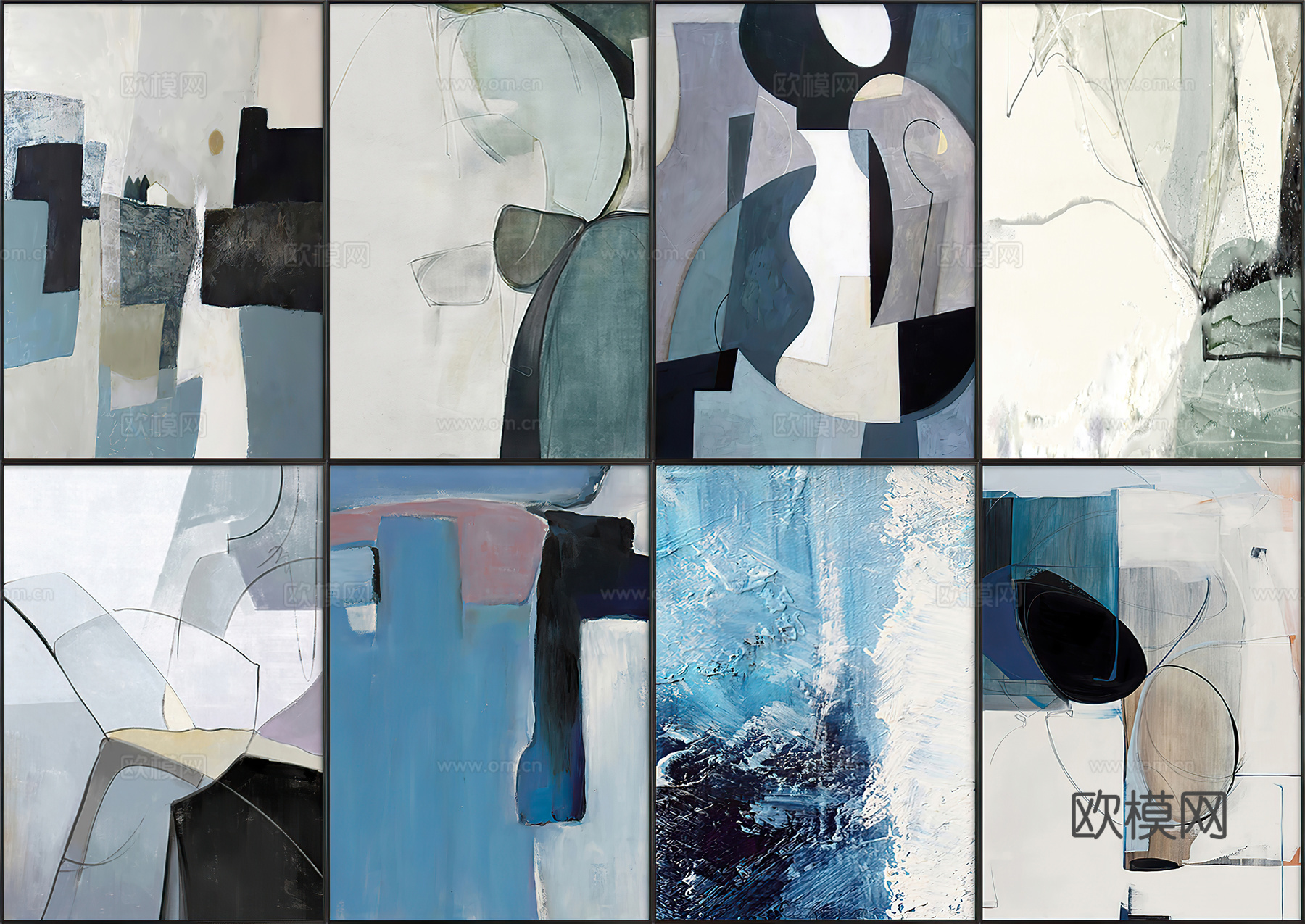 简约抽象蓝色装饰画