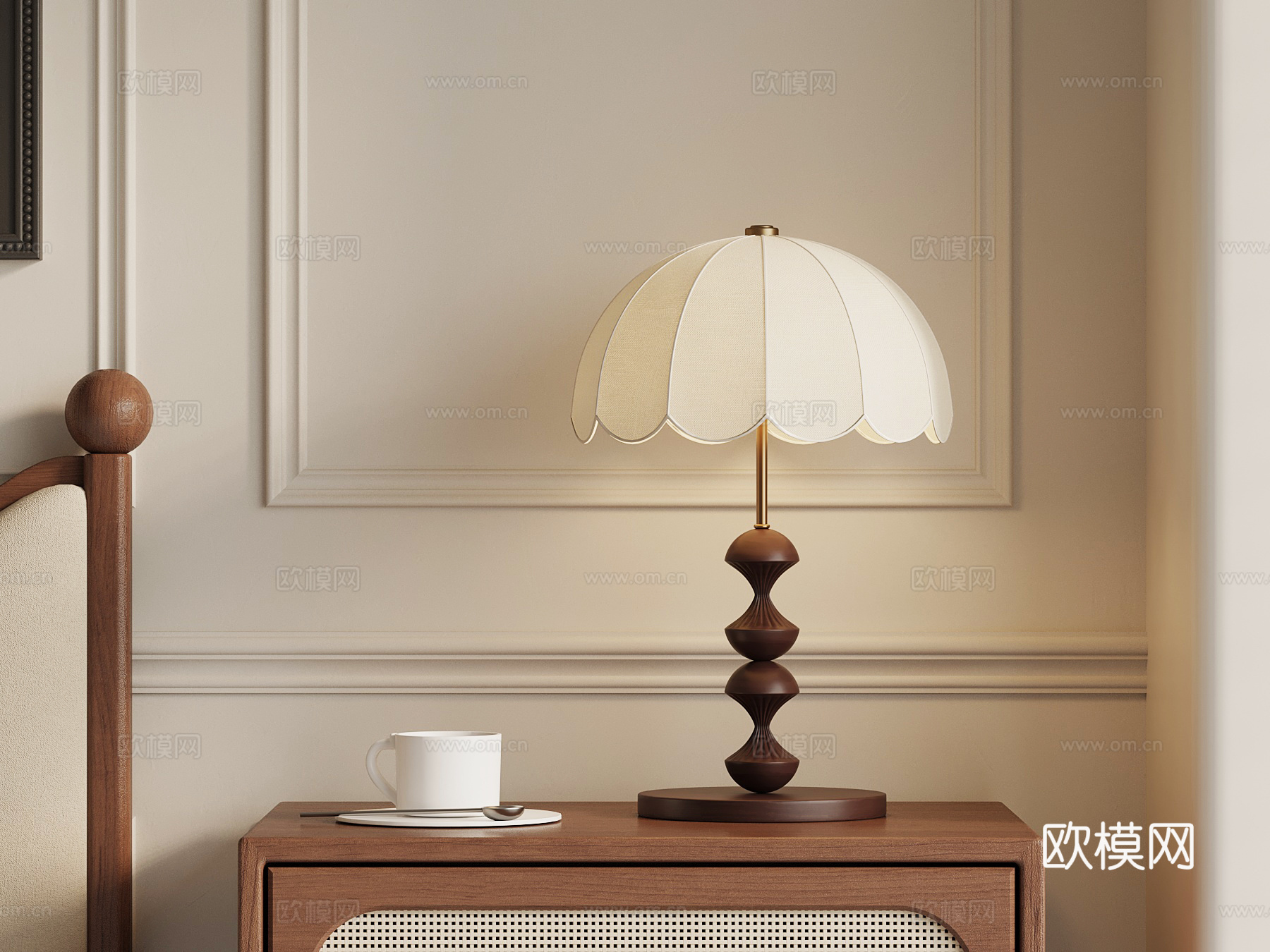法式复古台灯 中古台灯su模型