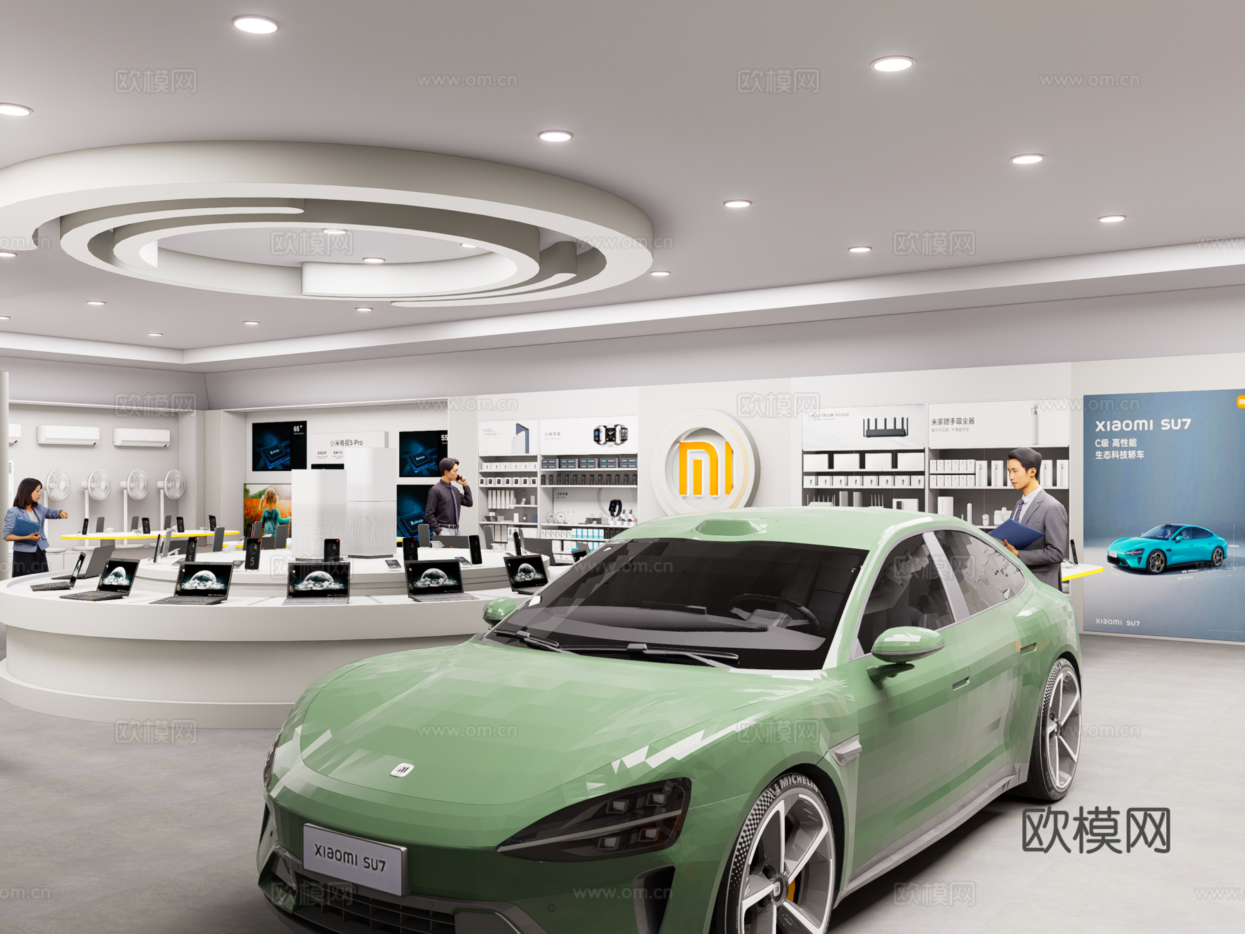 现代手机体验店 小米手机体验店 手机配件店 小米之家电器su模型