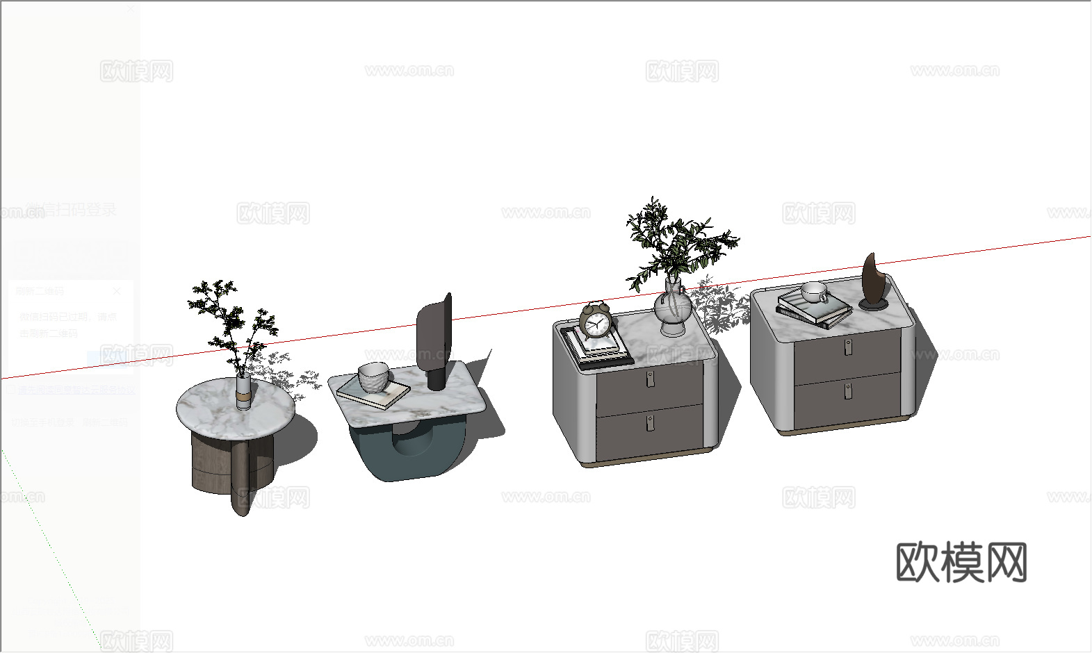 现代网红床头柜su模型