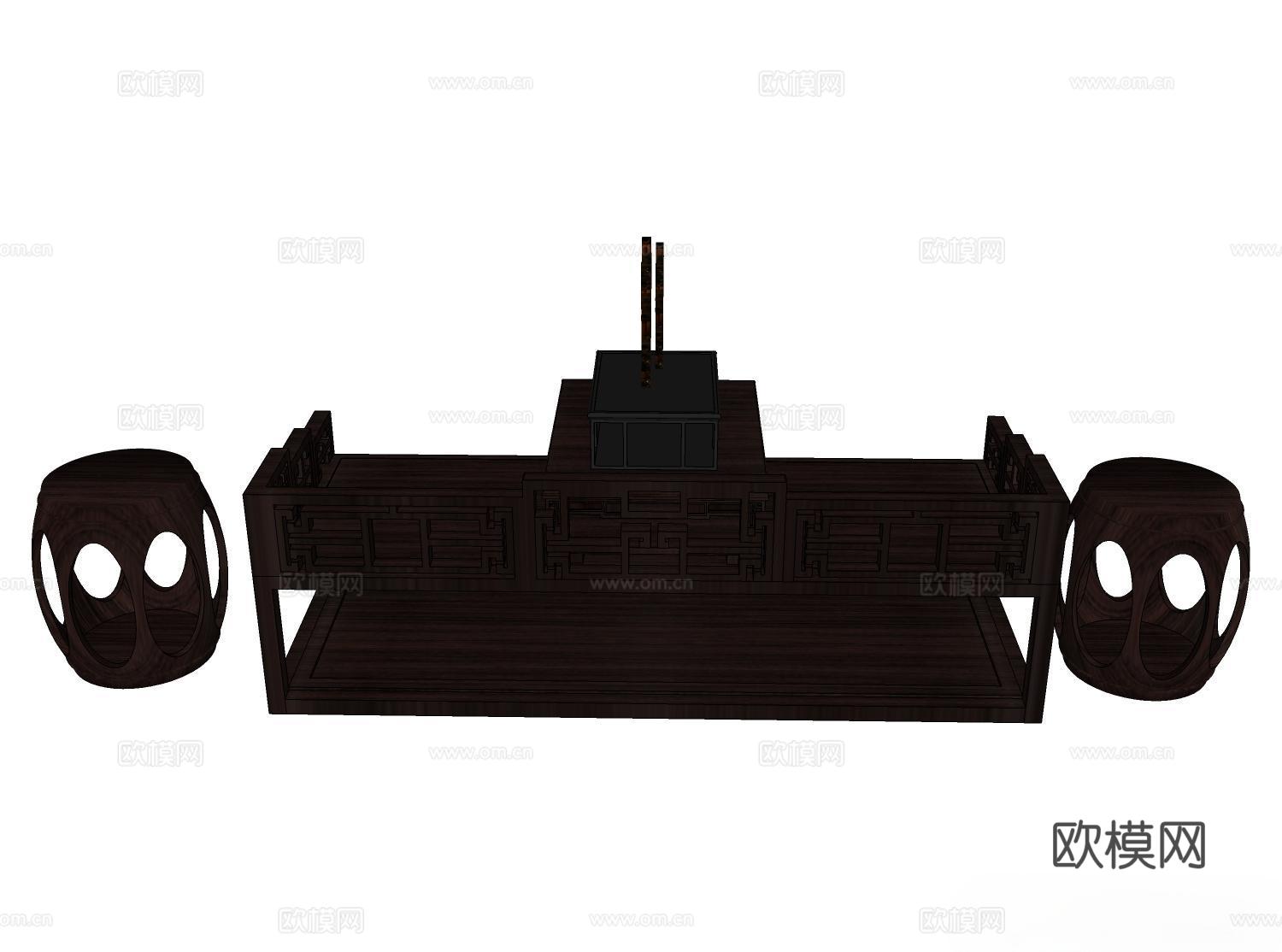 罗汉床 塌 实木床 床 实木罗汉床 沙发床 实木沙发su模型
