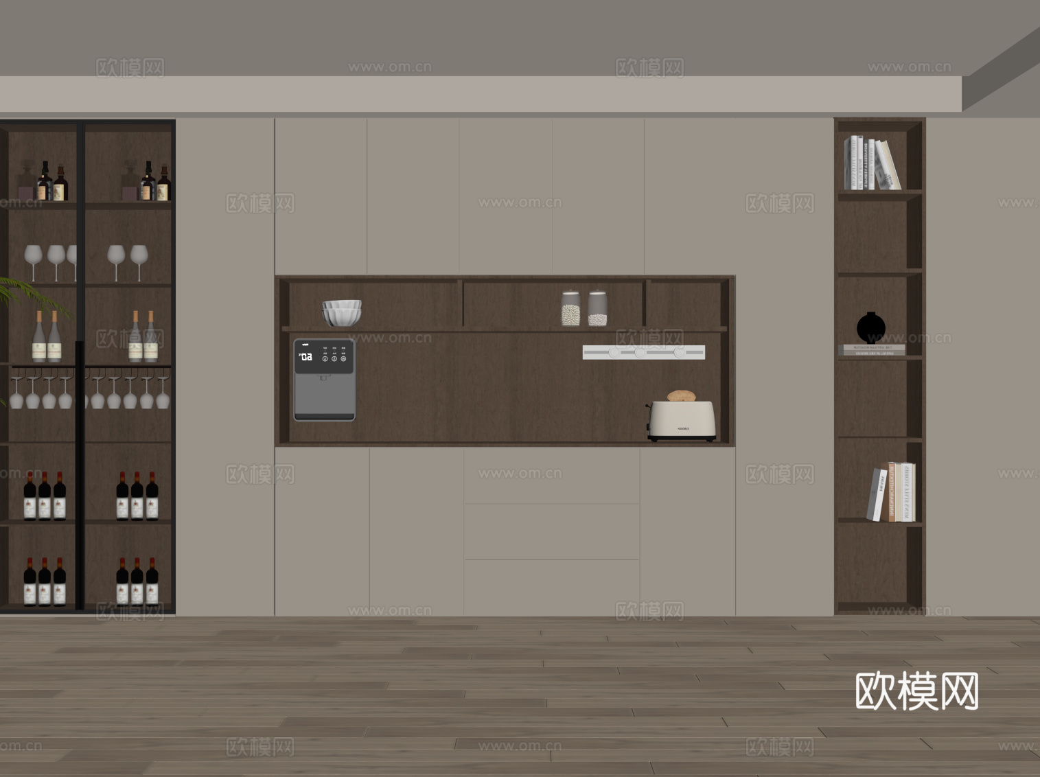现代简约酒柜 餐边柜su模型
