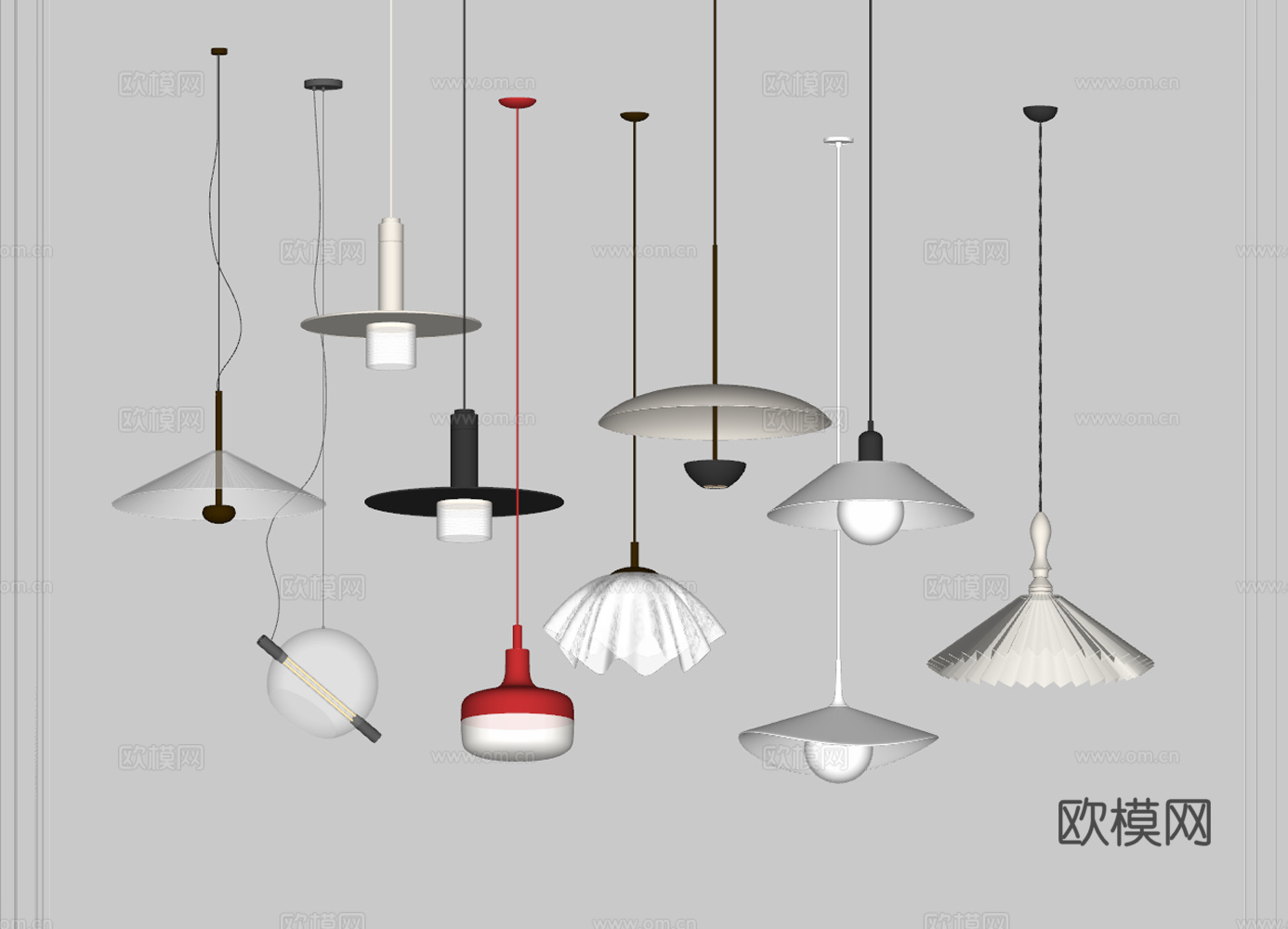 床头吊灯 吊灯组合 玻璃吊灯 奶油风小吊灯 意式小吊灯 吧台su模型