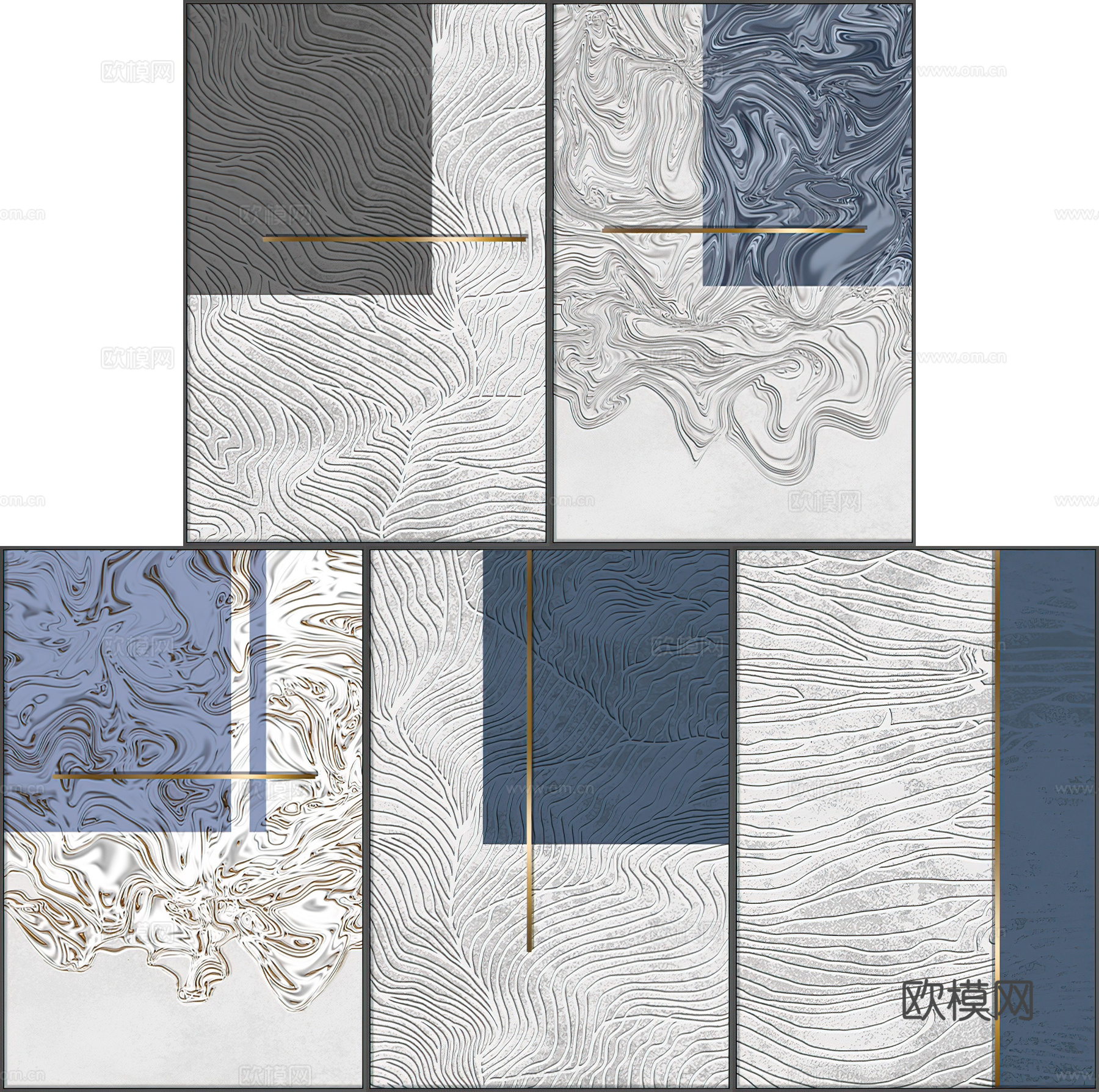 简约水波纹装饰画