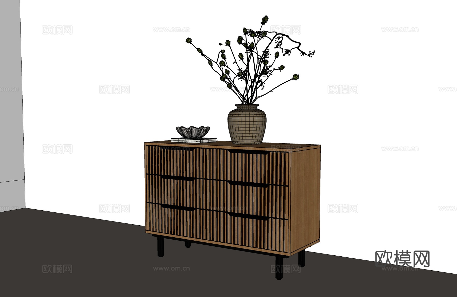 现代玄关柜 意式玄关柜 现代边柜 意式边柜 现代意式装饰柜su模型