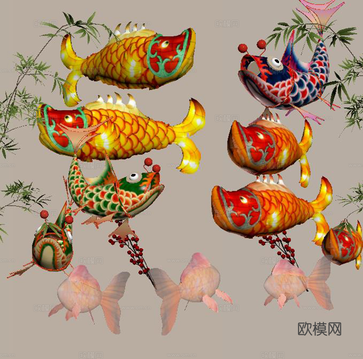 鱼灯笼su模型