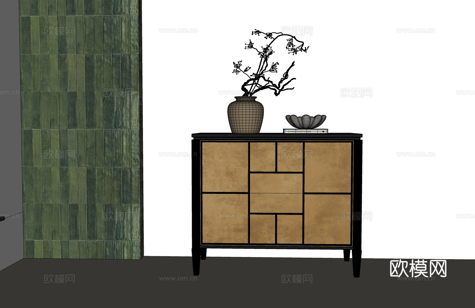 现代玄关柜 意式玄关柜 现代边柜 意式边柜 现代意式装饰柜su模型