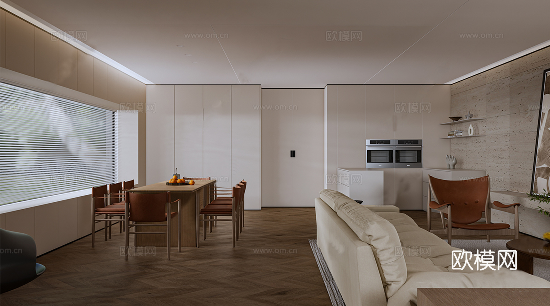 侘寂风办公室 办公桌椅组合su模型