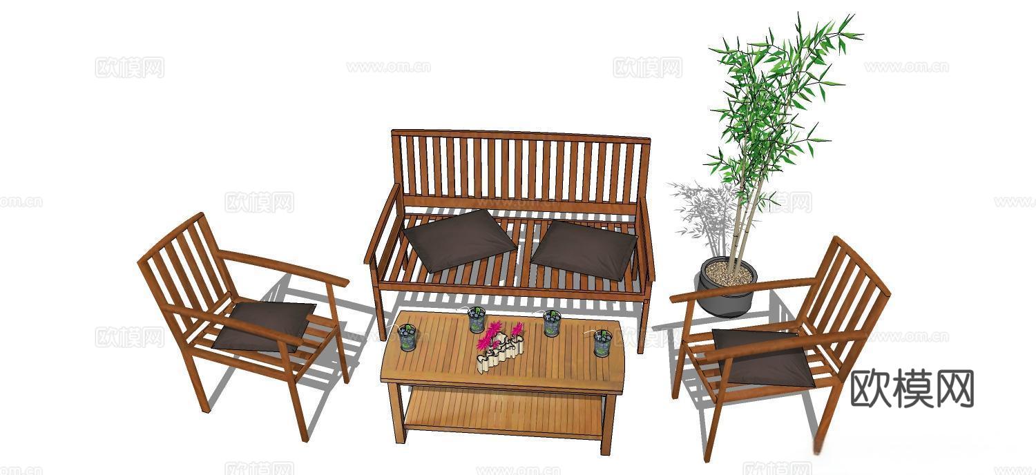 实木桌椅 实木椅子 实木桌子 椅子 桌子 茶几su模型