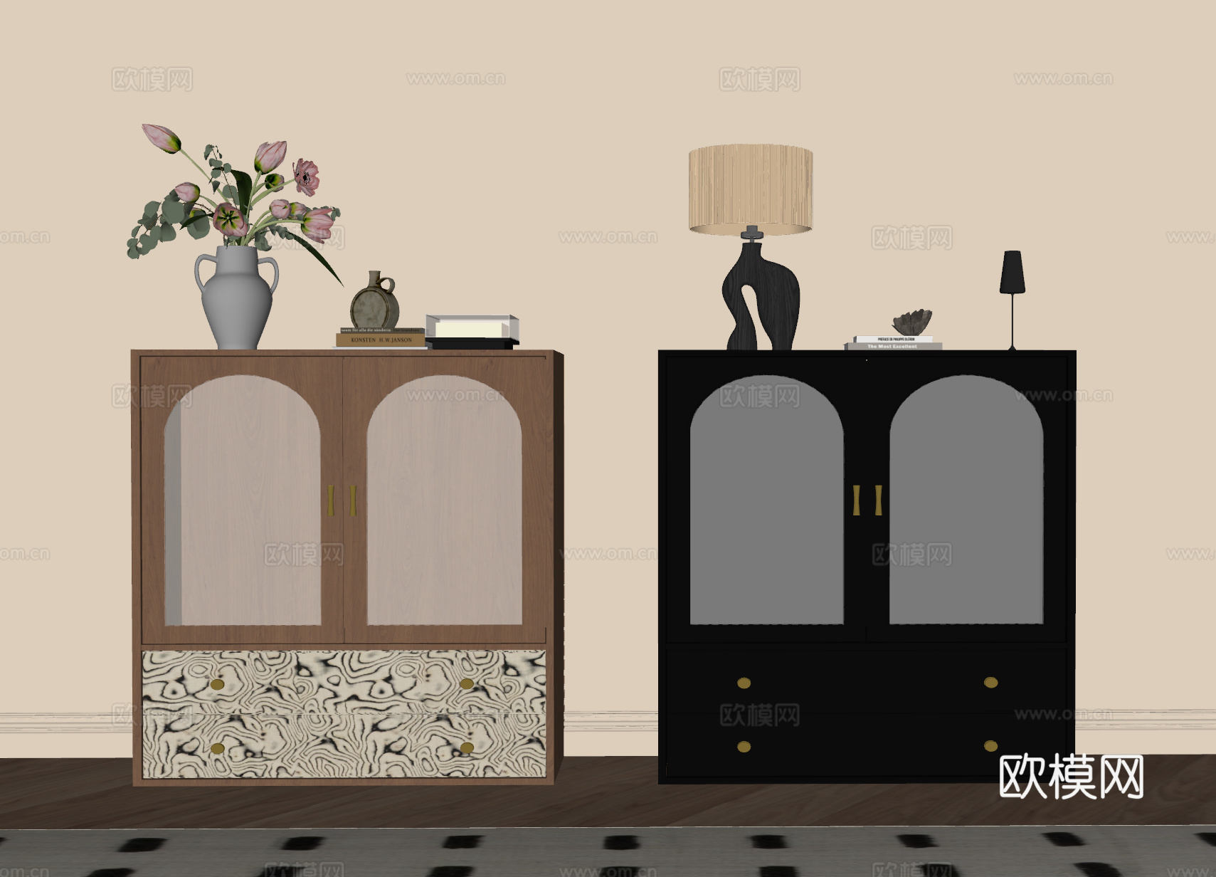 法式中古玄关柜 边柜 斗柜 复古玄关柜su模型