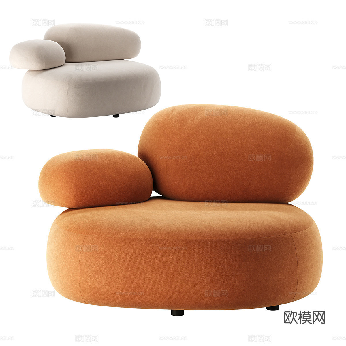 Moroso 现代单人沙发 模块沙发 岩石沙发su模型