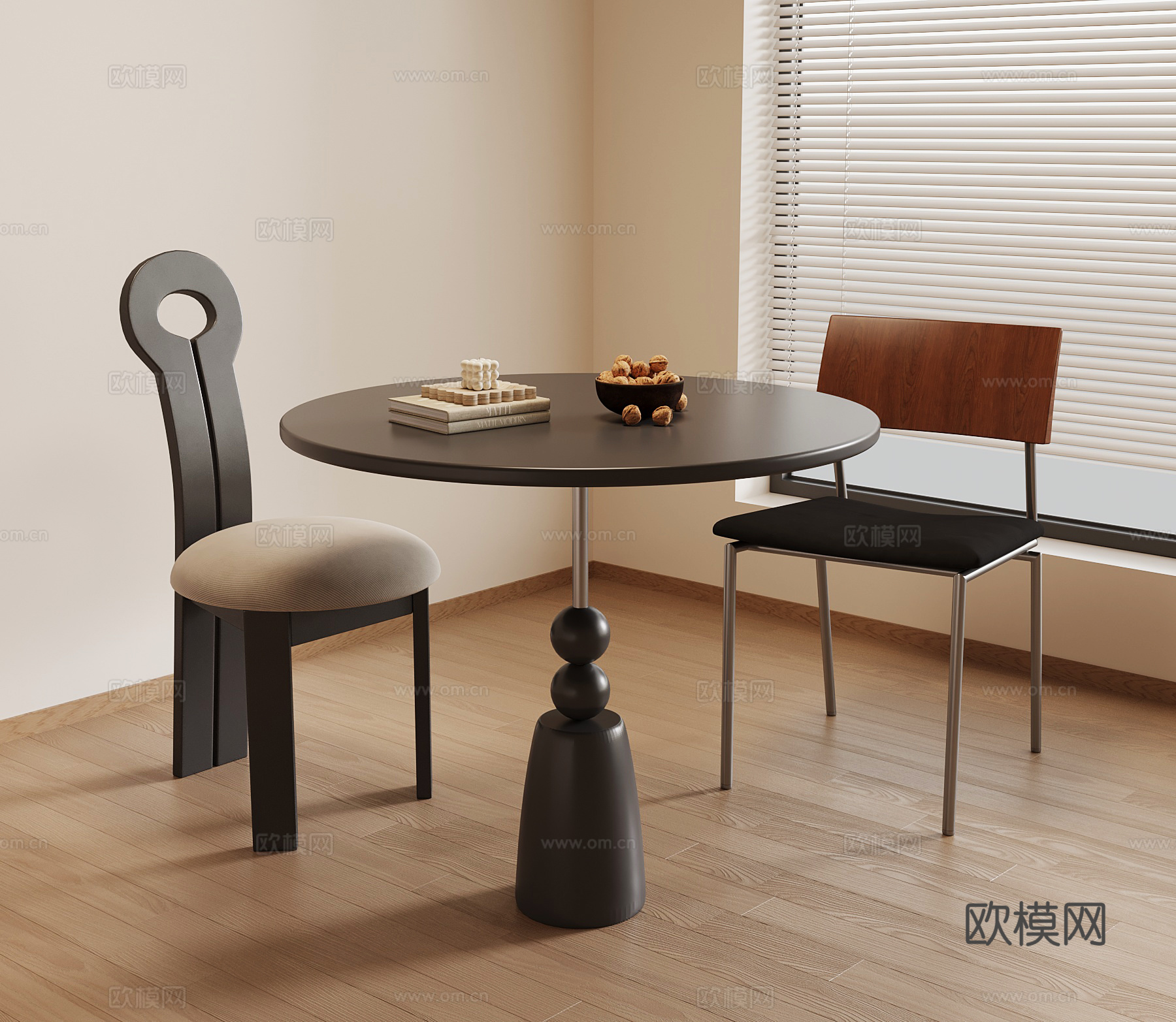 法式复古餐桌椅 休闲桌椅 洽谈桌椅su模型