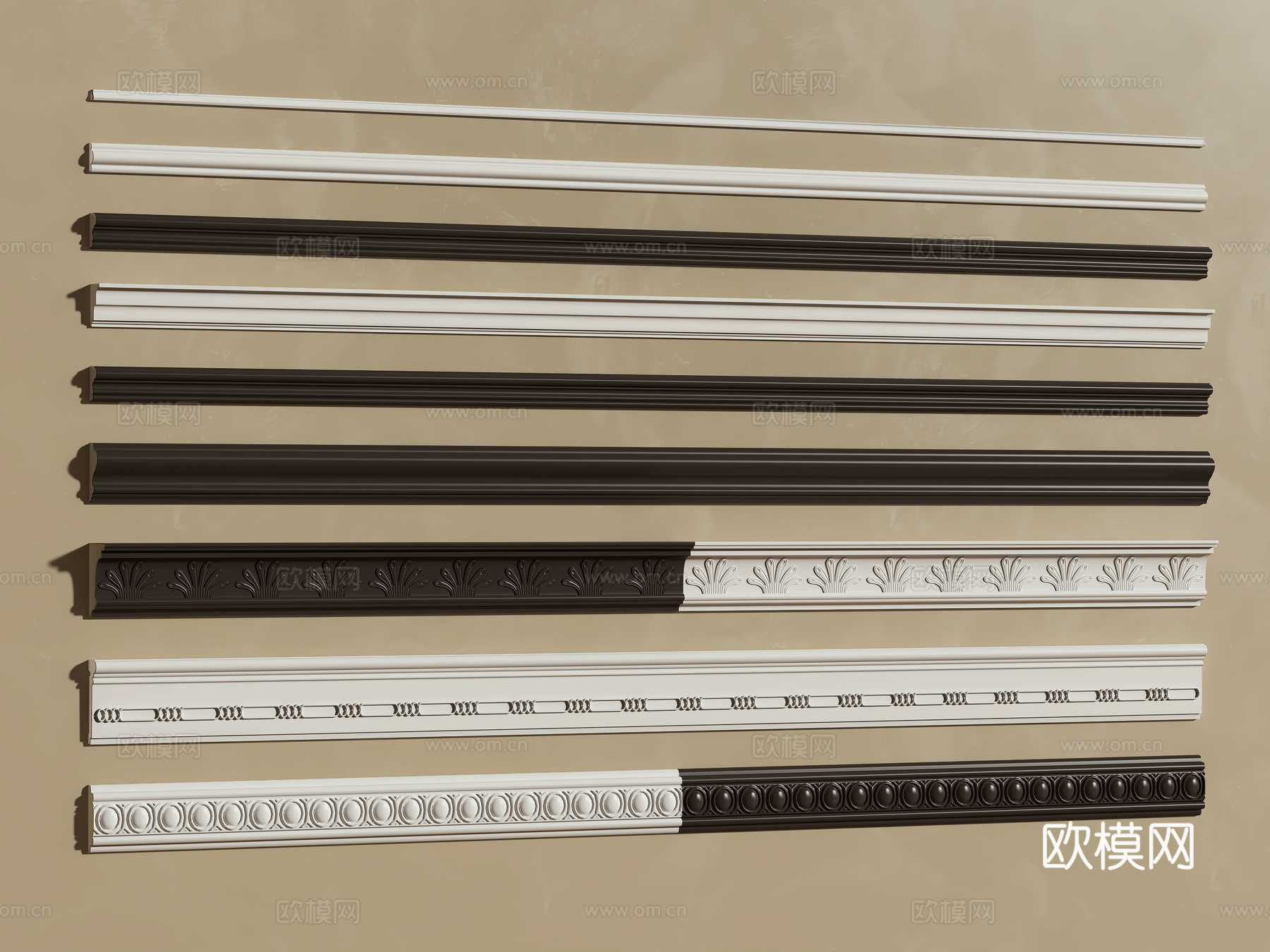 石膏 角花 石膏线 腰线 角线su模型