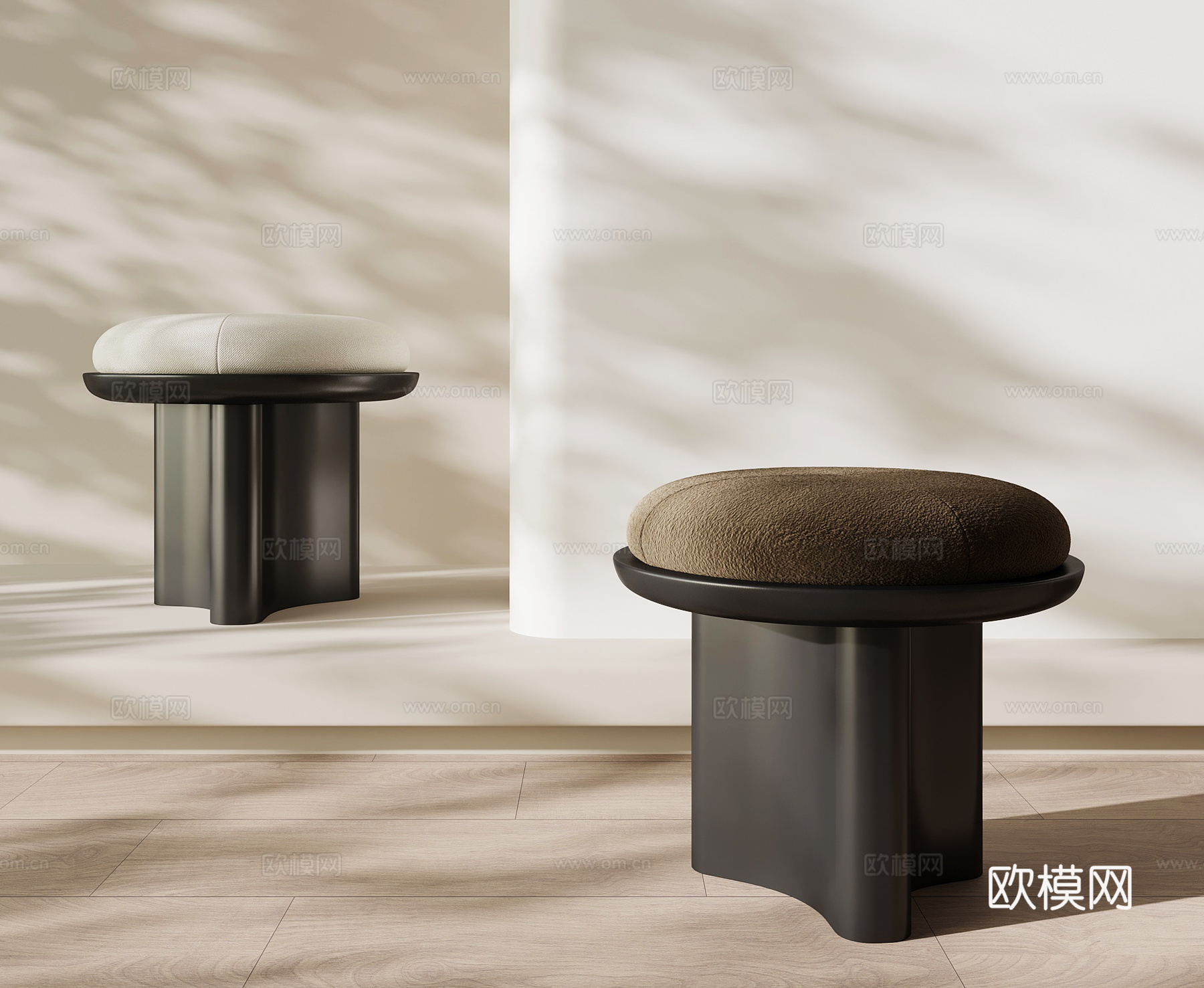 现代复古凳子 换鞋凳 梳妆凳su模型