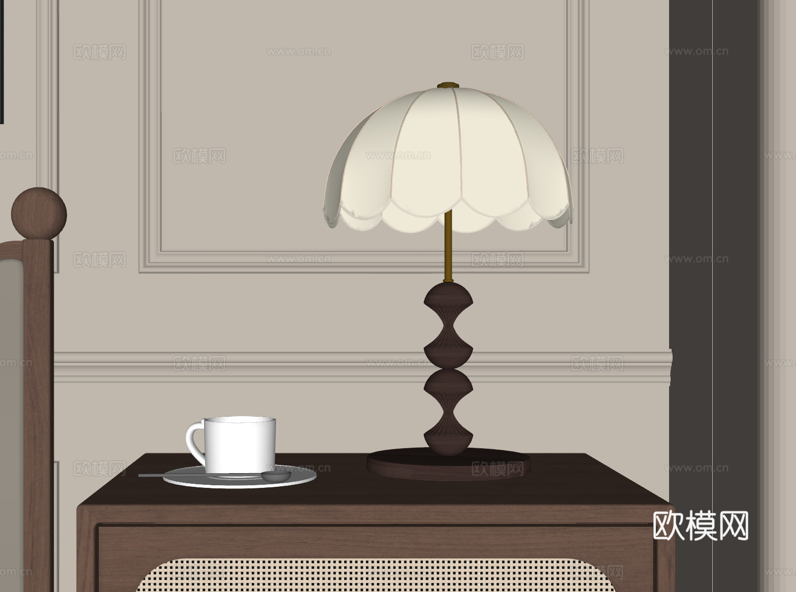 法式复古台灯 中古台灯su模型