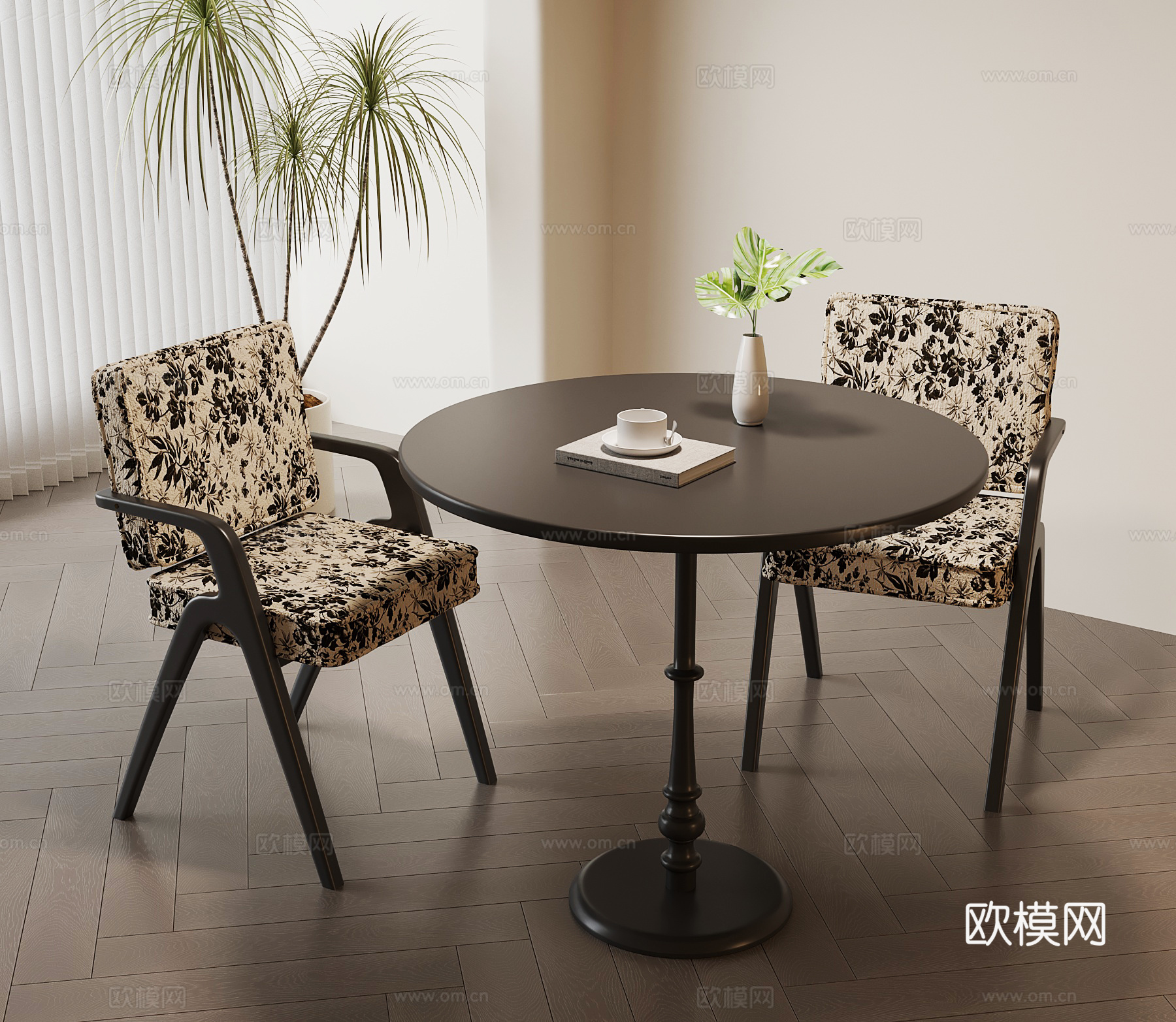 法式复古餐桌椅 休闲桌椅 洽谈桌椅su模型